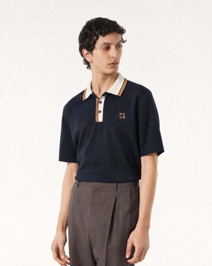 Navy Contrast-collar Polo