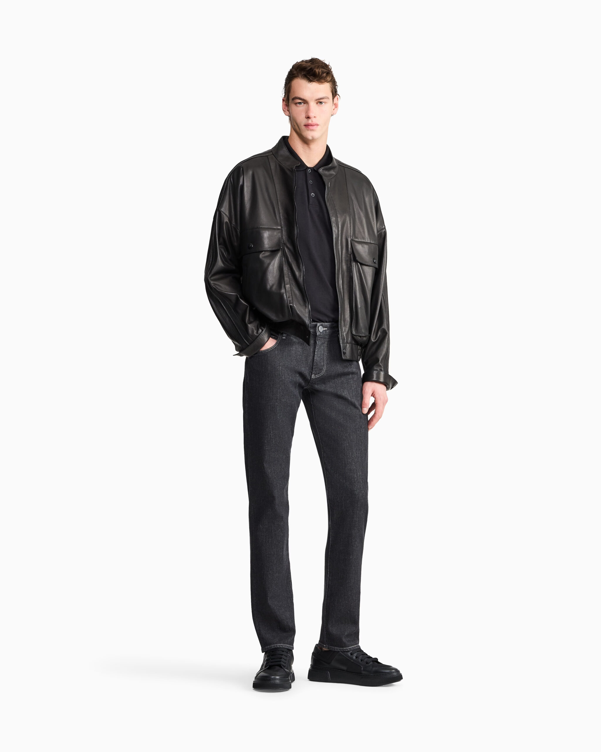 Armani Black Knitted Polo — alternate view