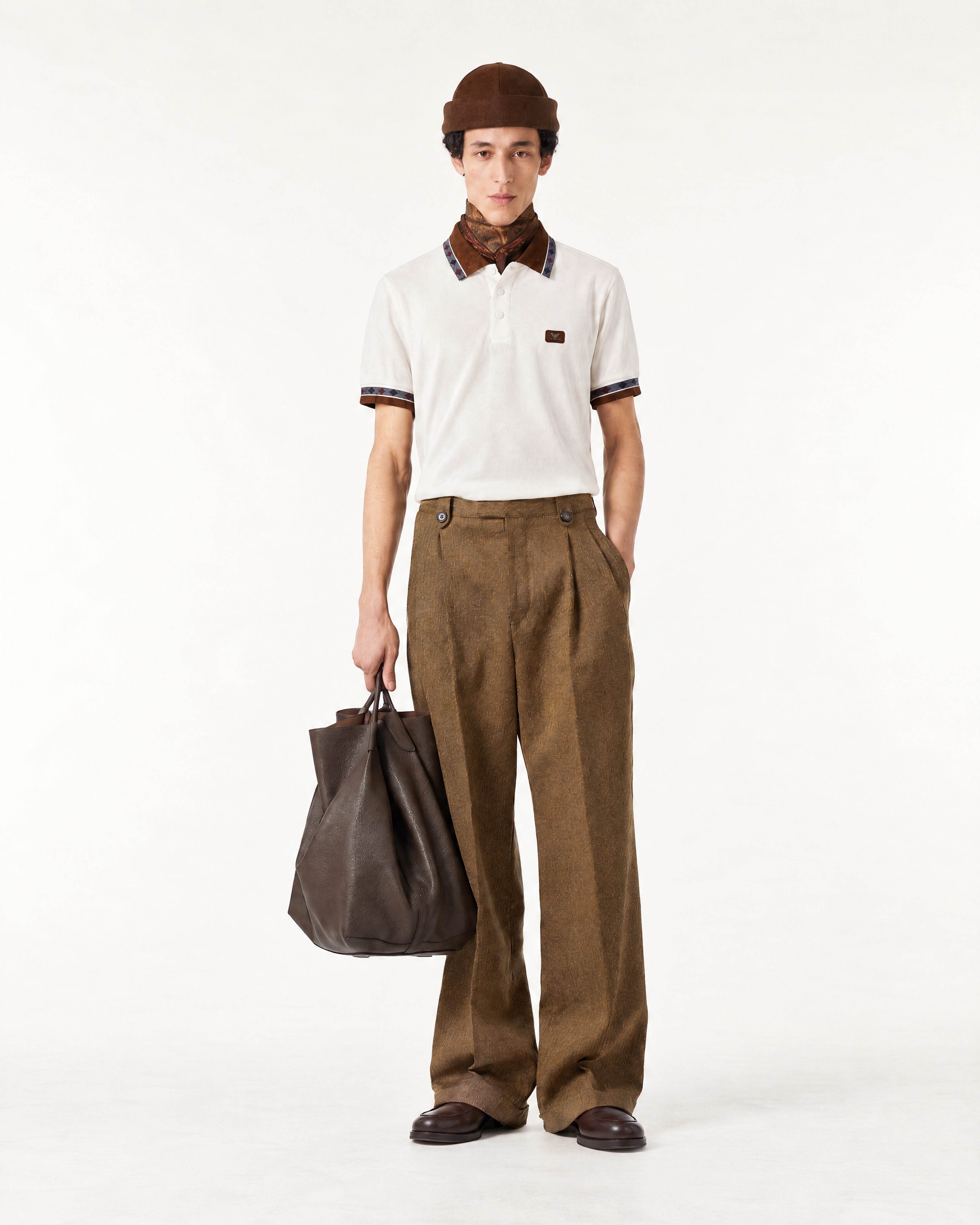 Armani White Polo with Contrast Collar