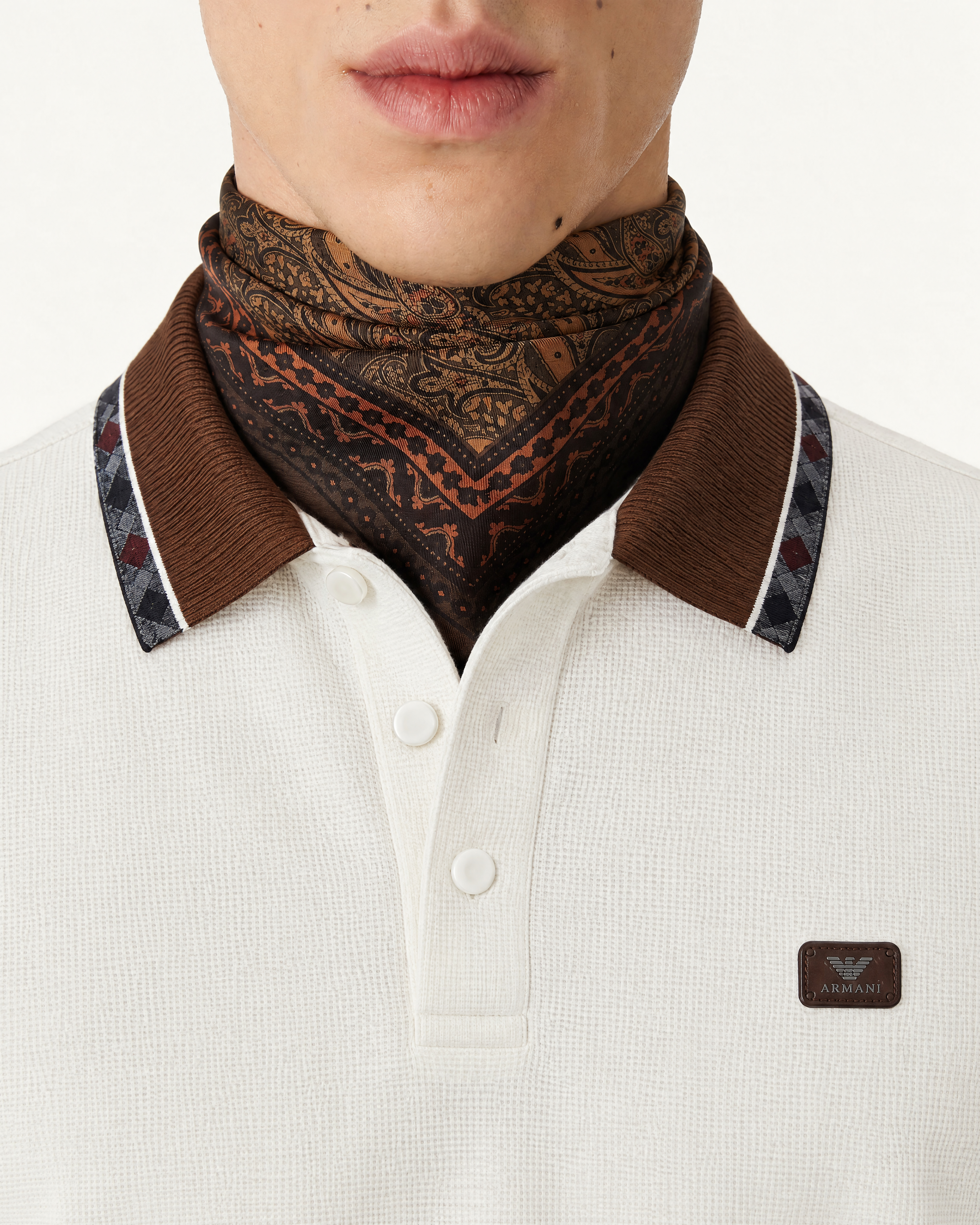 Armani White Polo with Contrast Collar — alternate view