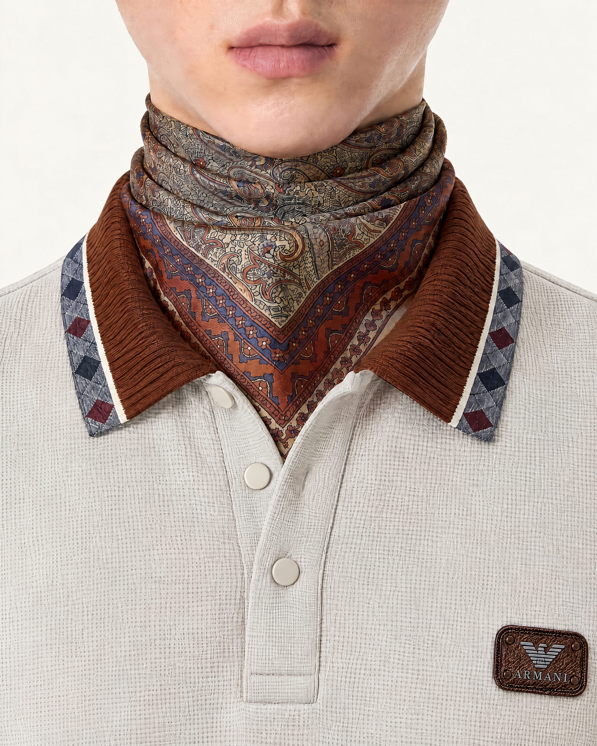 Armani Gray Polo with Contrast Collar — alternate view