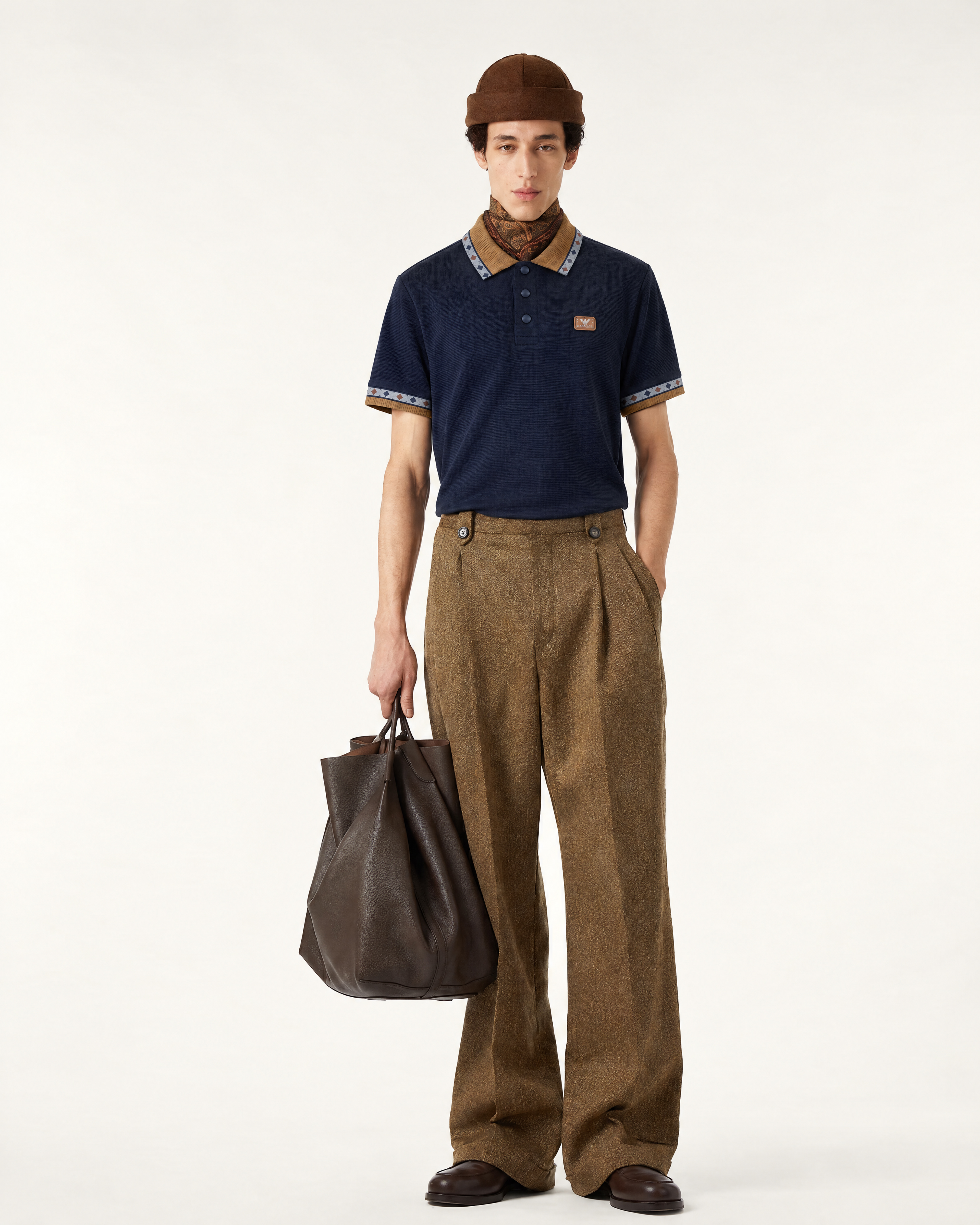 Armani Navy Polo with Contrast Collar