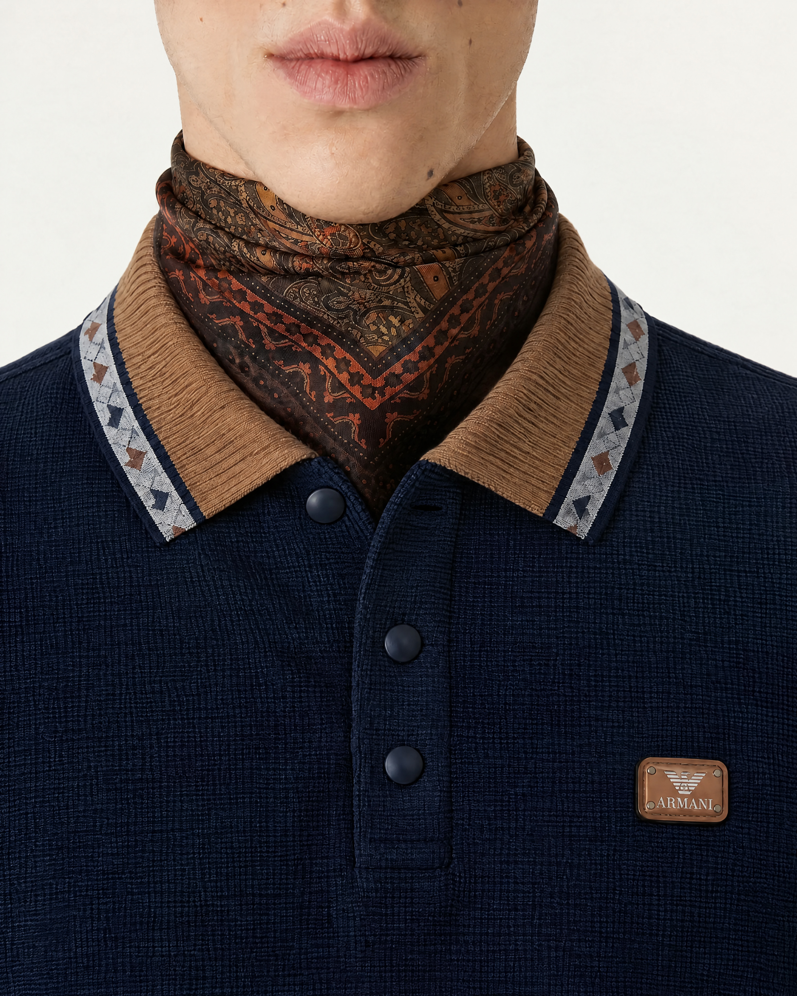 Armani Navy Polo with Contrast Collar — alternate view