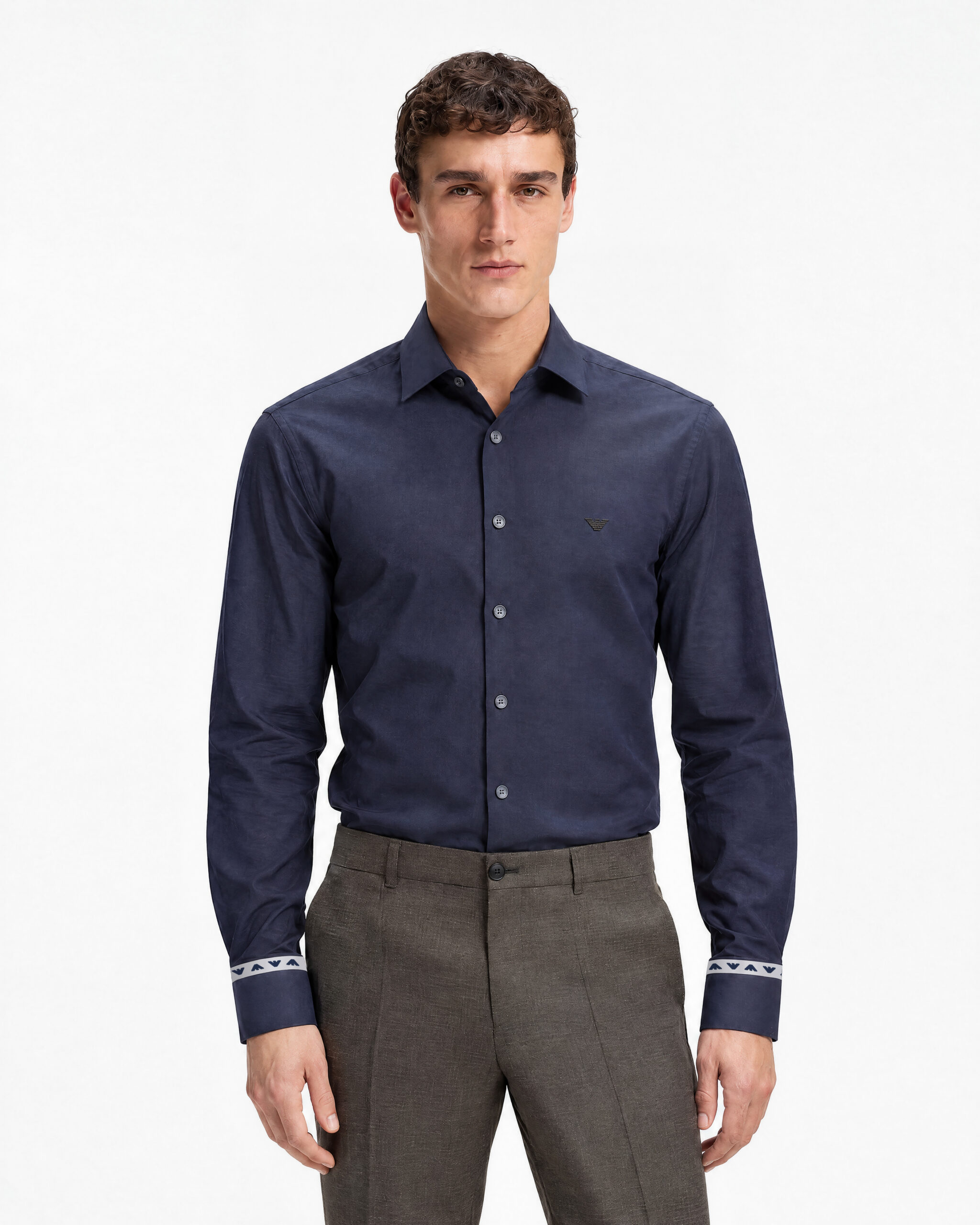 Armani Navy Long Sleeve Shirt