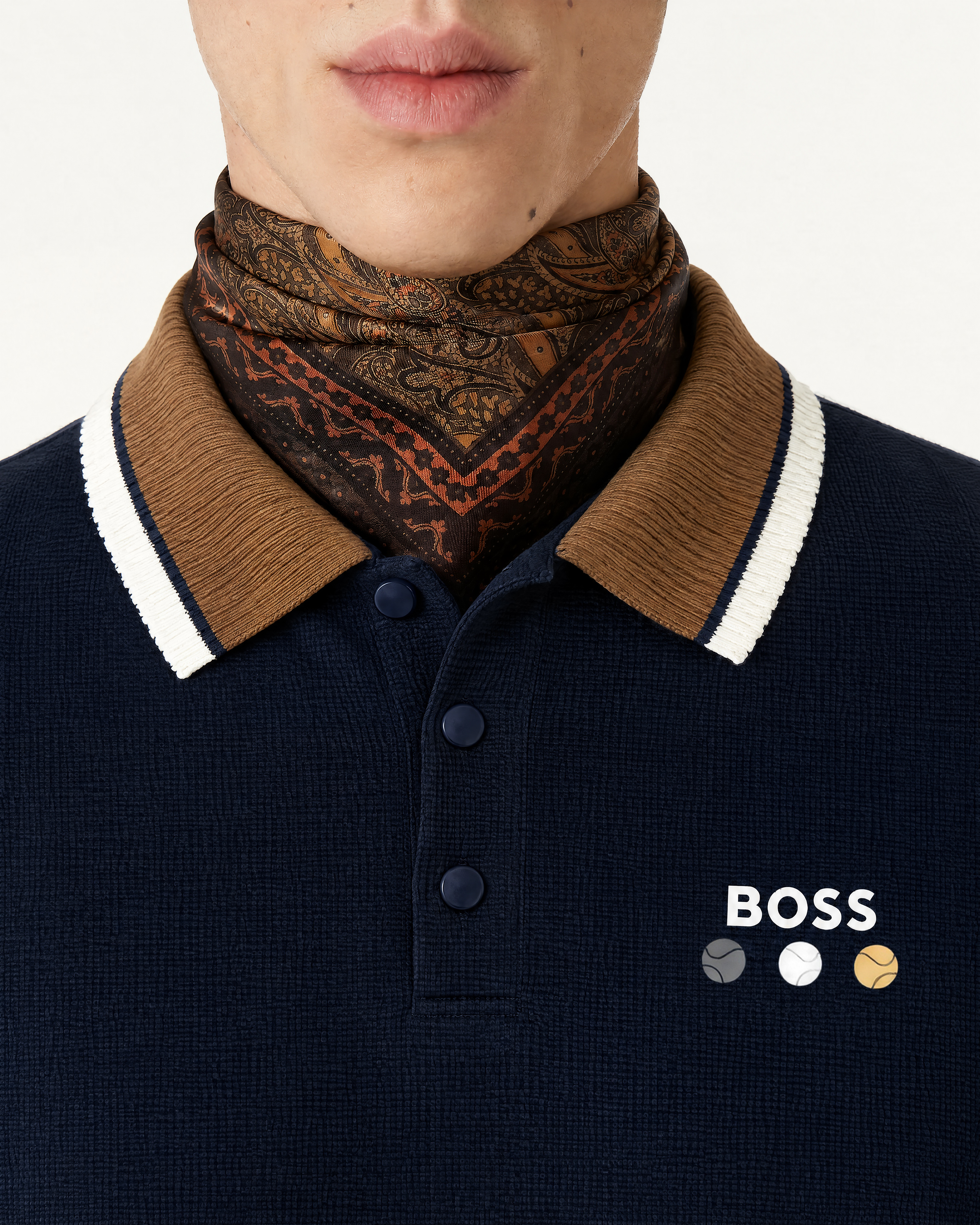 Hugo BOSS Navy Knit Polo with Contrast Collar — alternate view