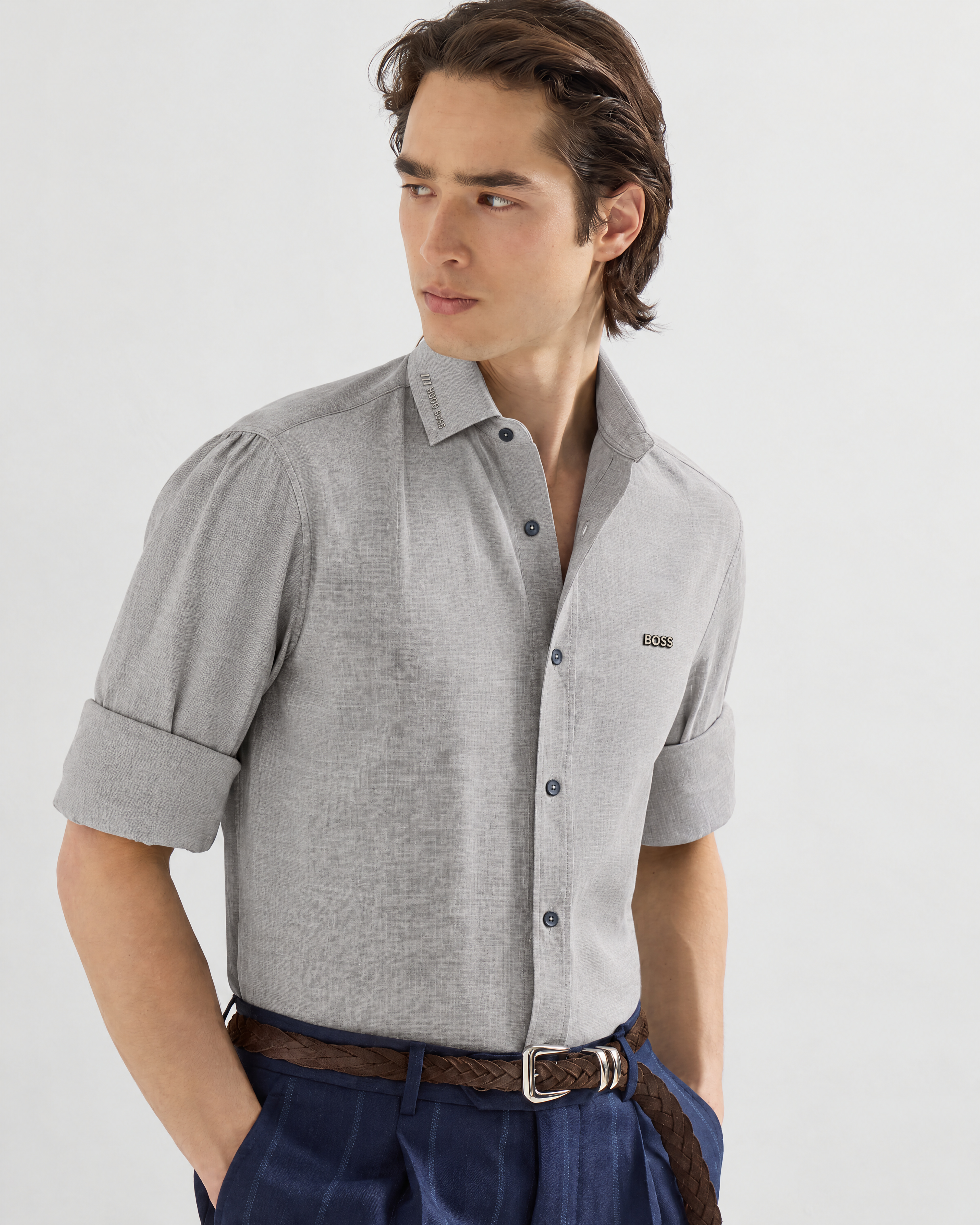 Hugo BOSS Gray Long Sleeve Shirt