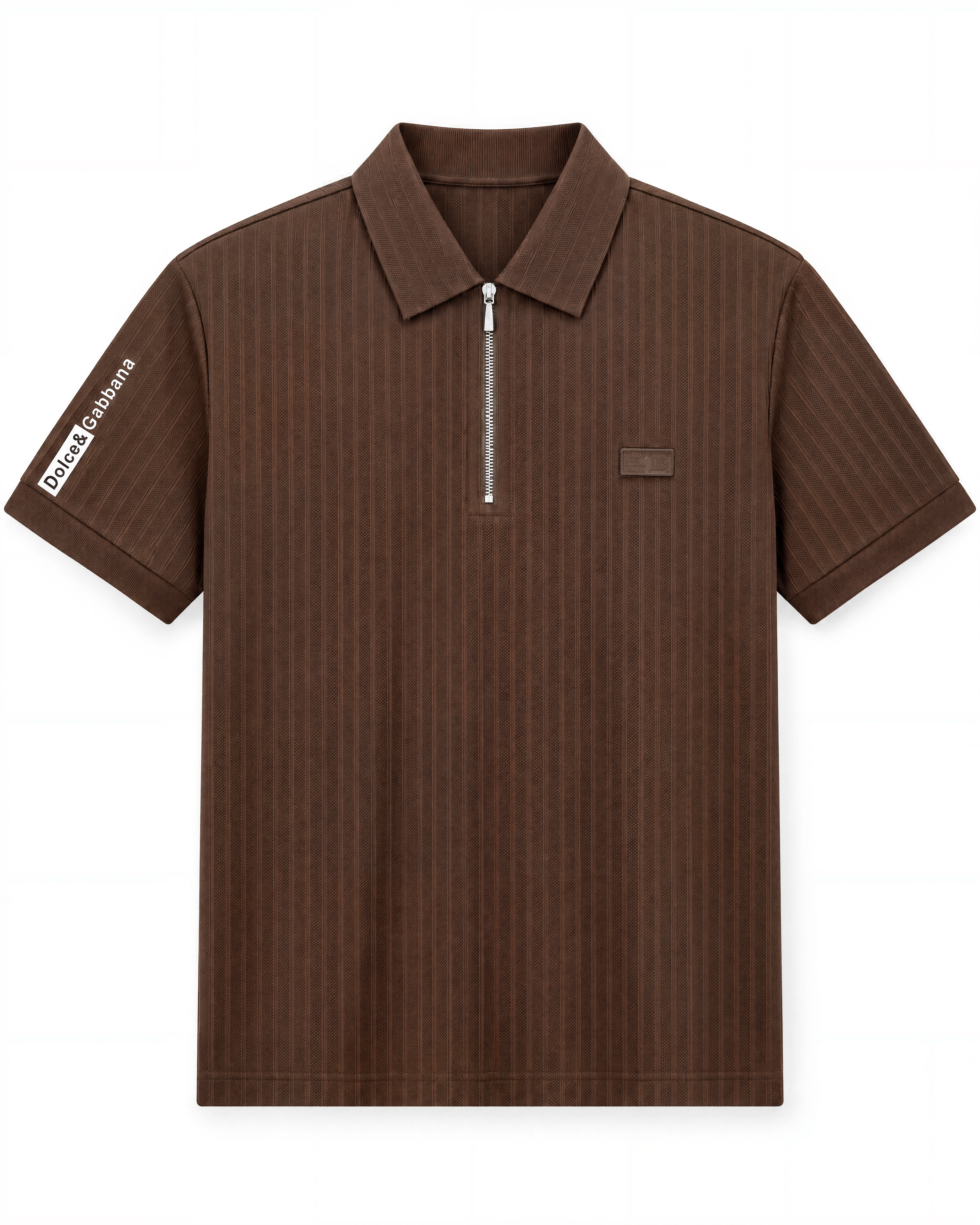 Dolce_Gabbana Coffee Brown Polo with Contrast Collar — alternate view