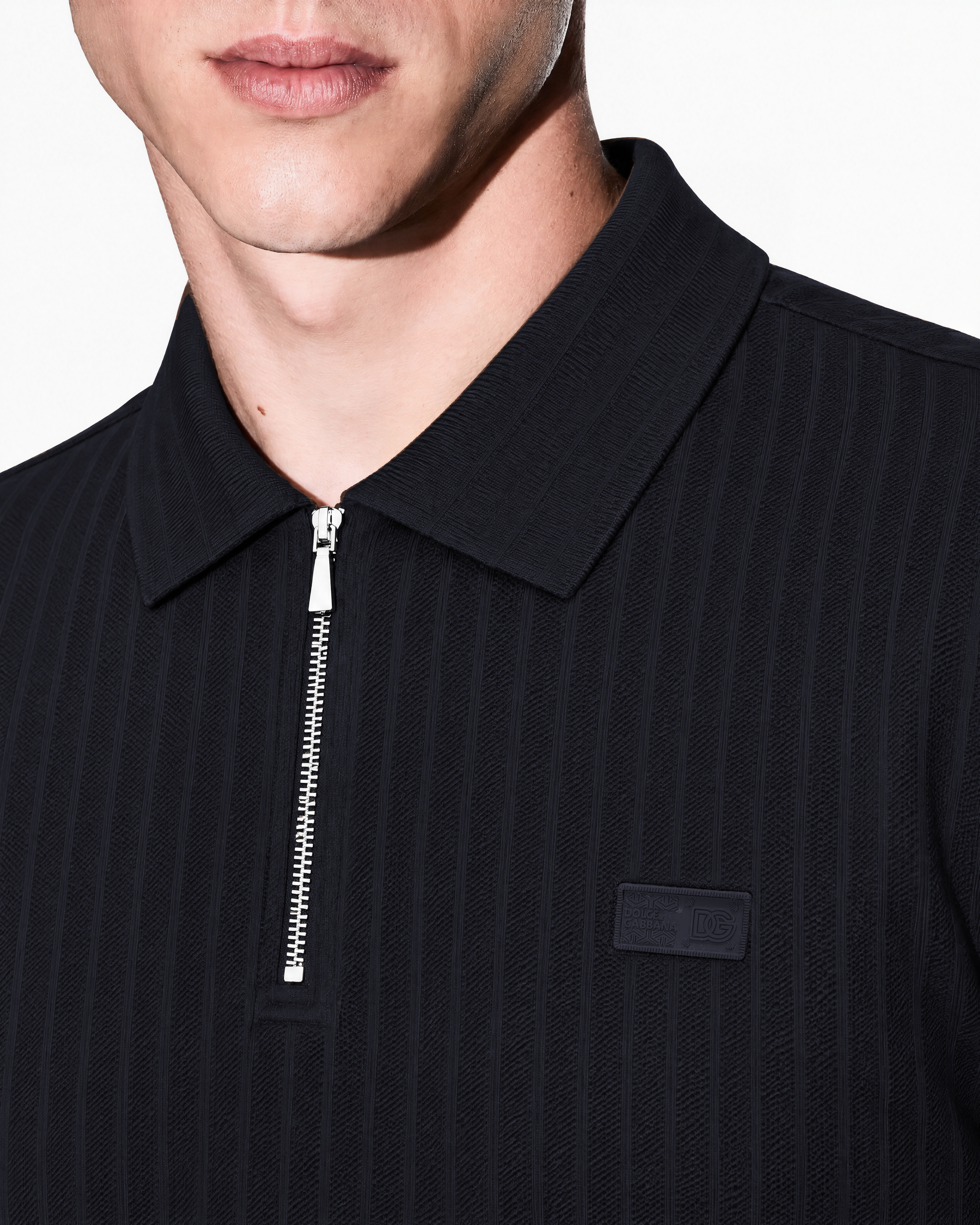 Dolce_Gabbana Navy Polo with Contrast Collar