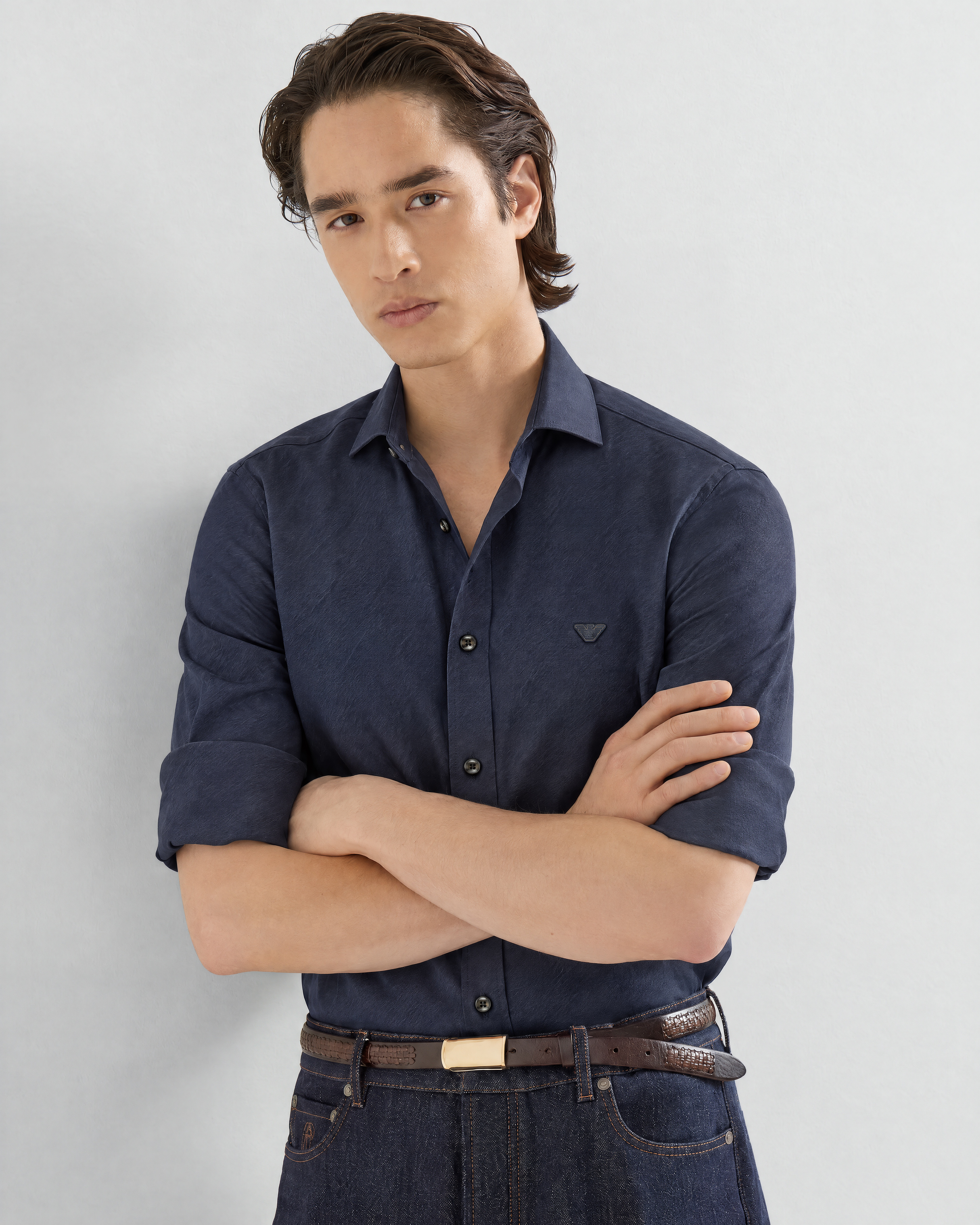 Armani Navy Long Sleeve Shirt
