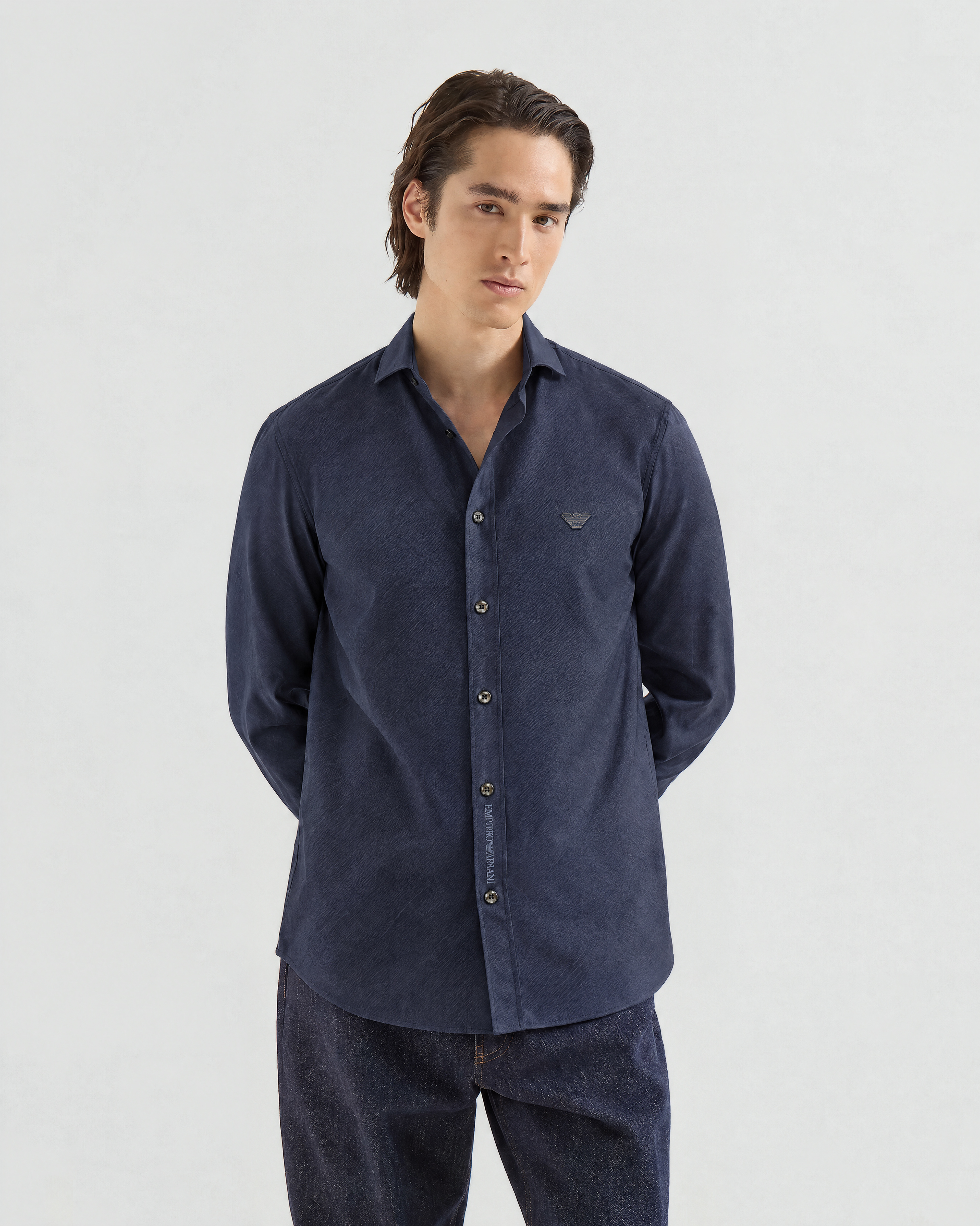 Armani Navy Long Sleeve Shirt — alternate view