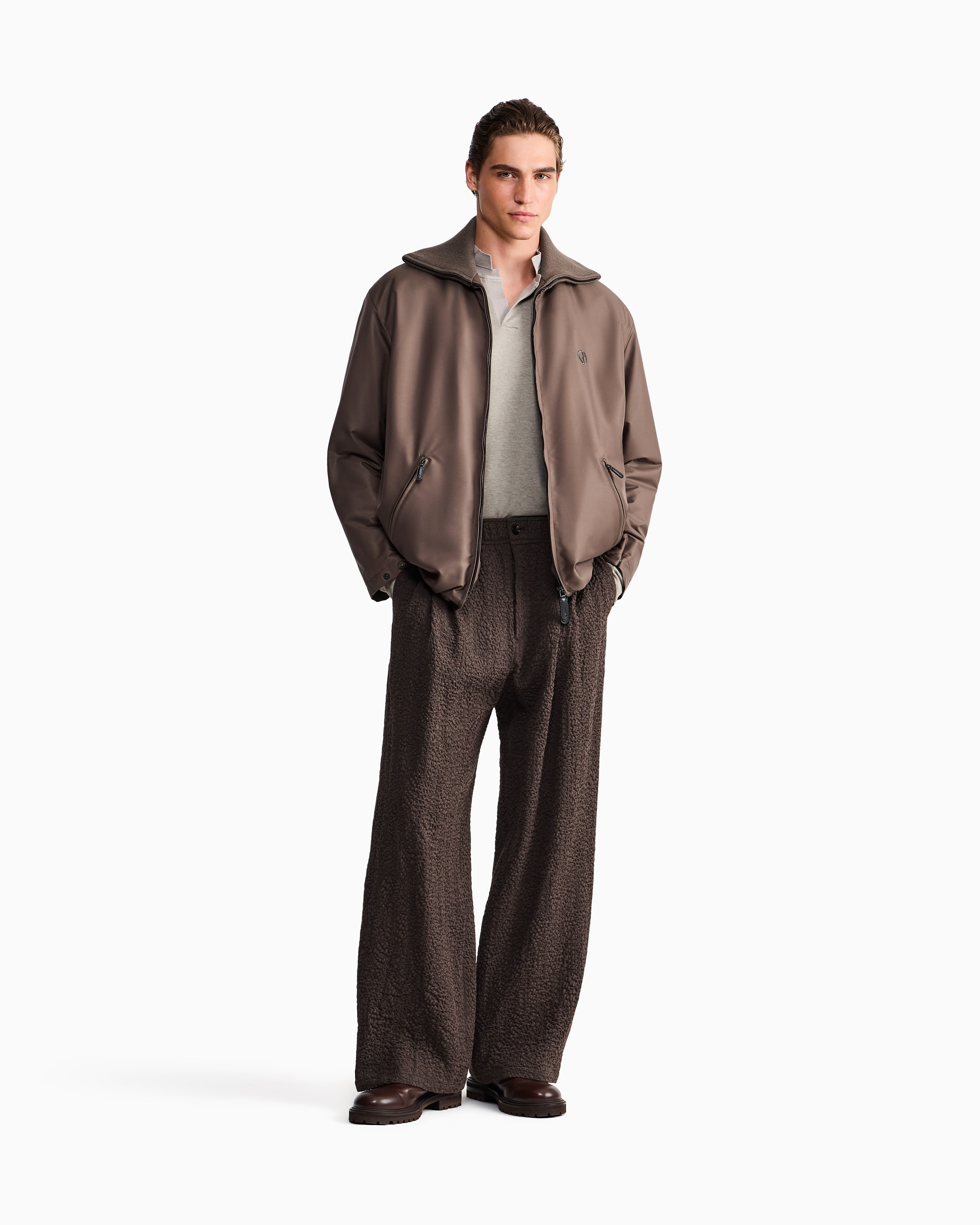 Giorgio Armani Long-Sleeve Knitted Polo — alternate view