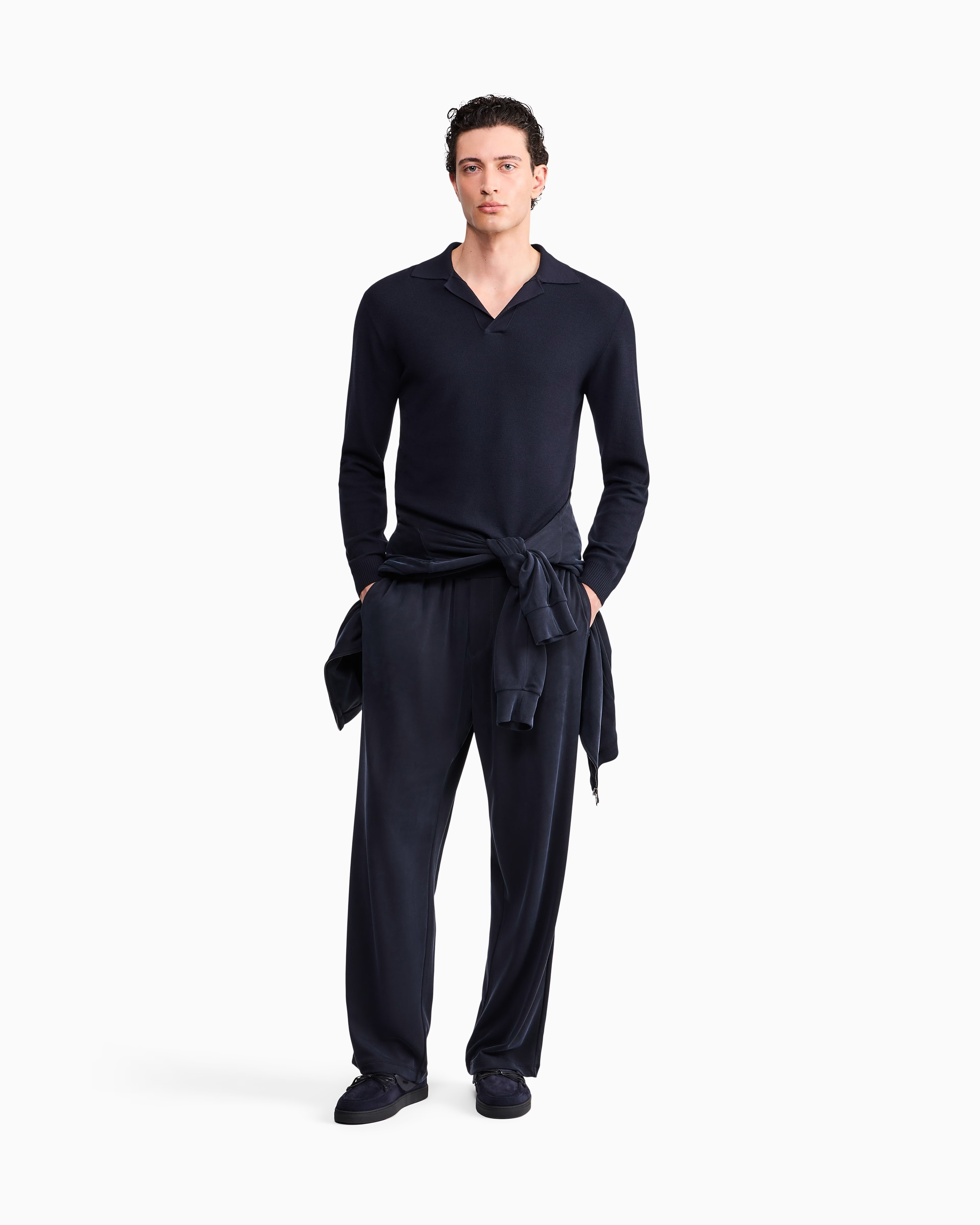 Giorgio Armani Long-Sleeve Knitted Polo — alternate view