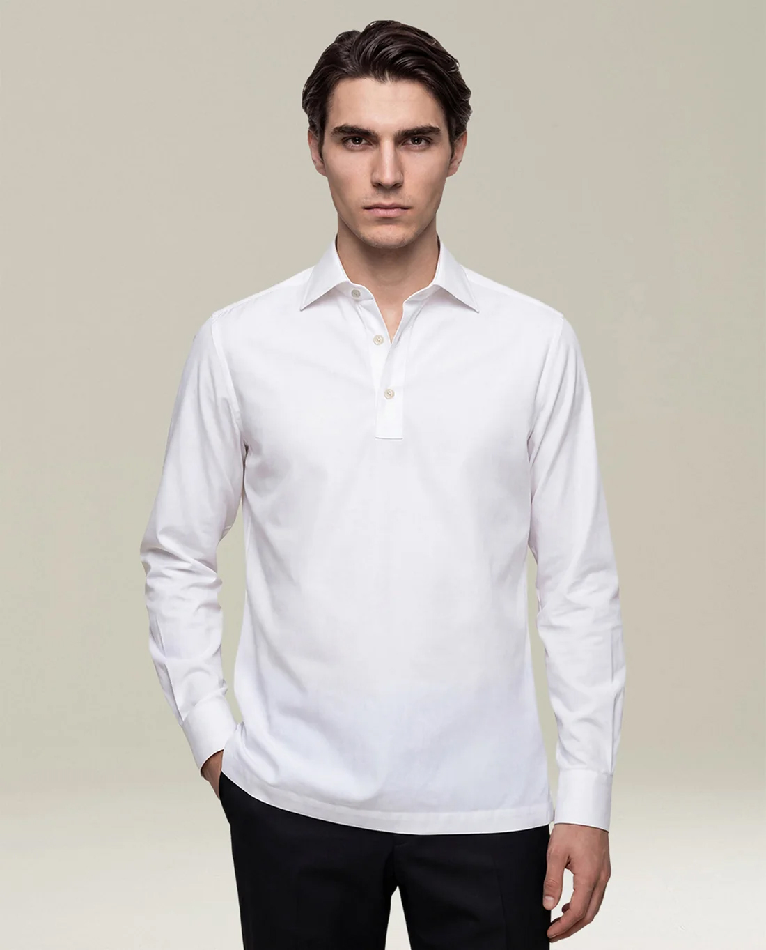 Kiton White Long-Sleeve Shirt — alternate view