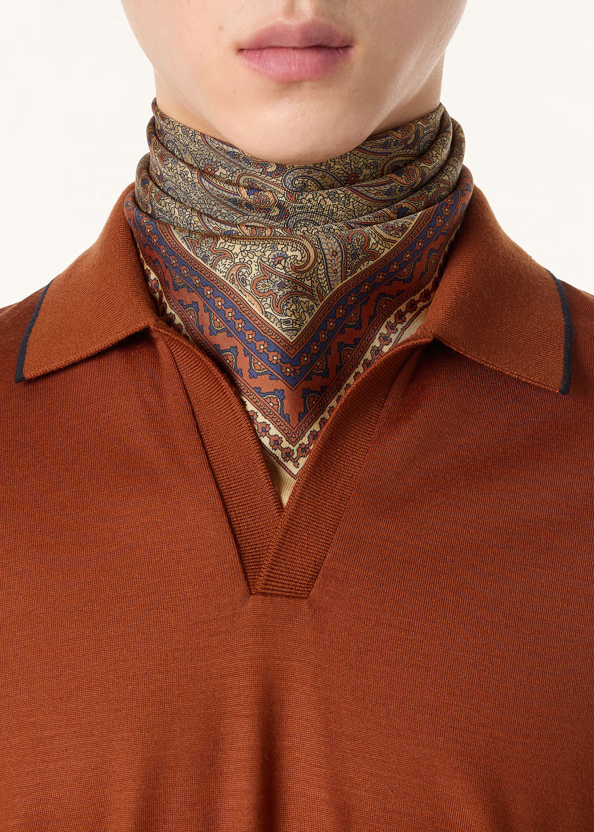 Loro Piana Orange Knitted Polo — alternate view