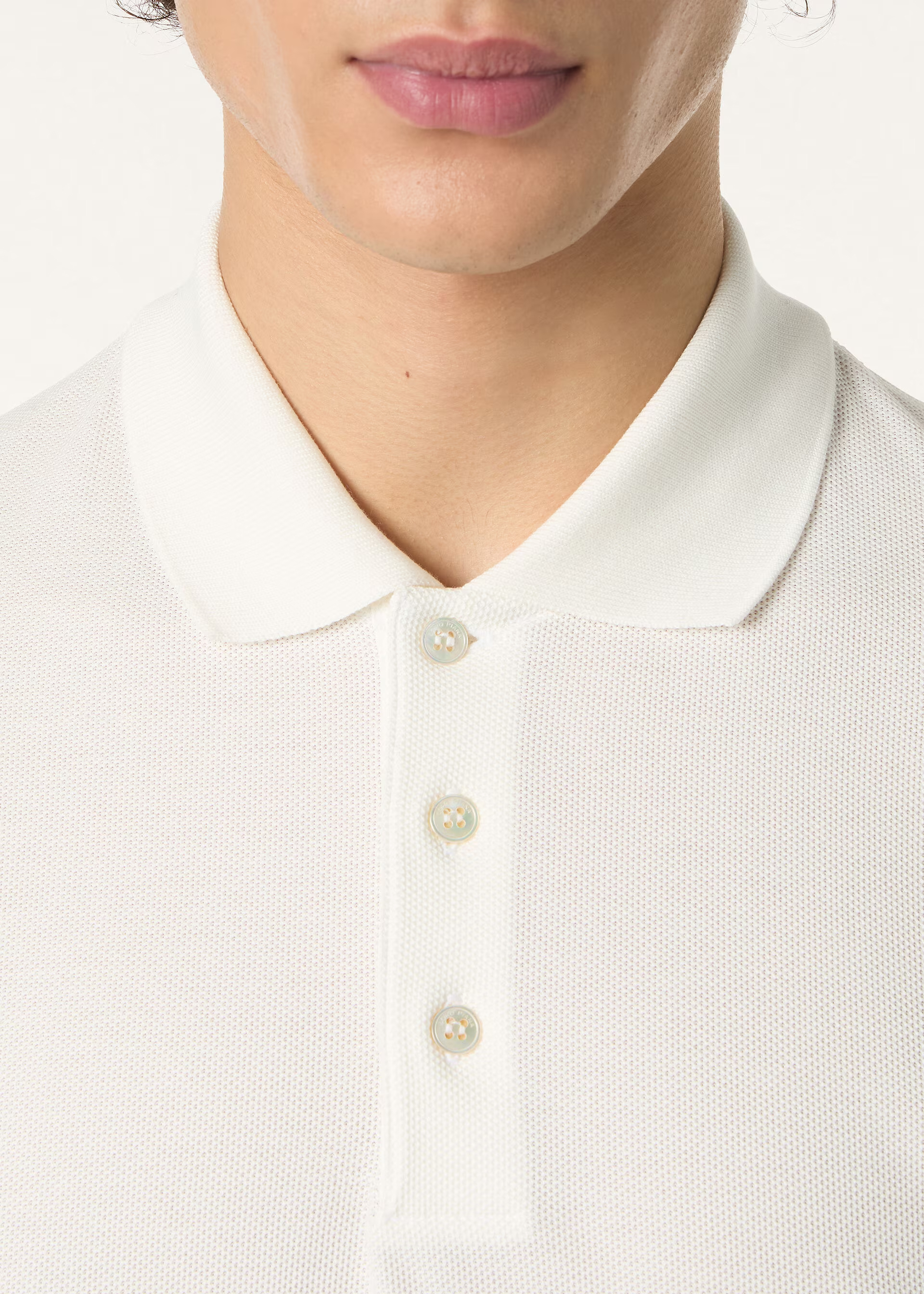 Loro Piana White Knitted Polo — alternate view