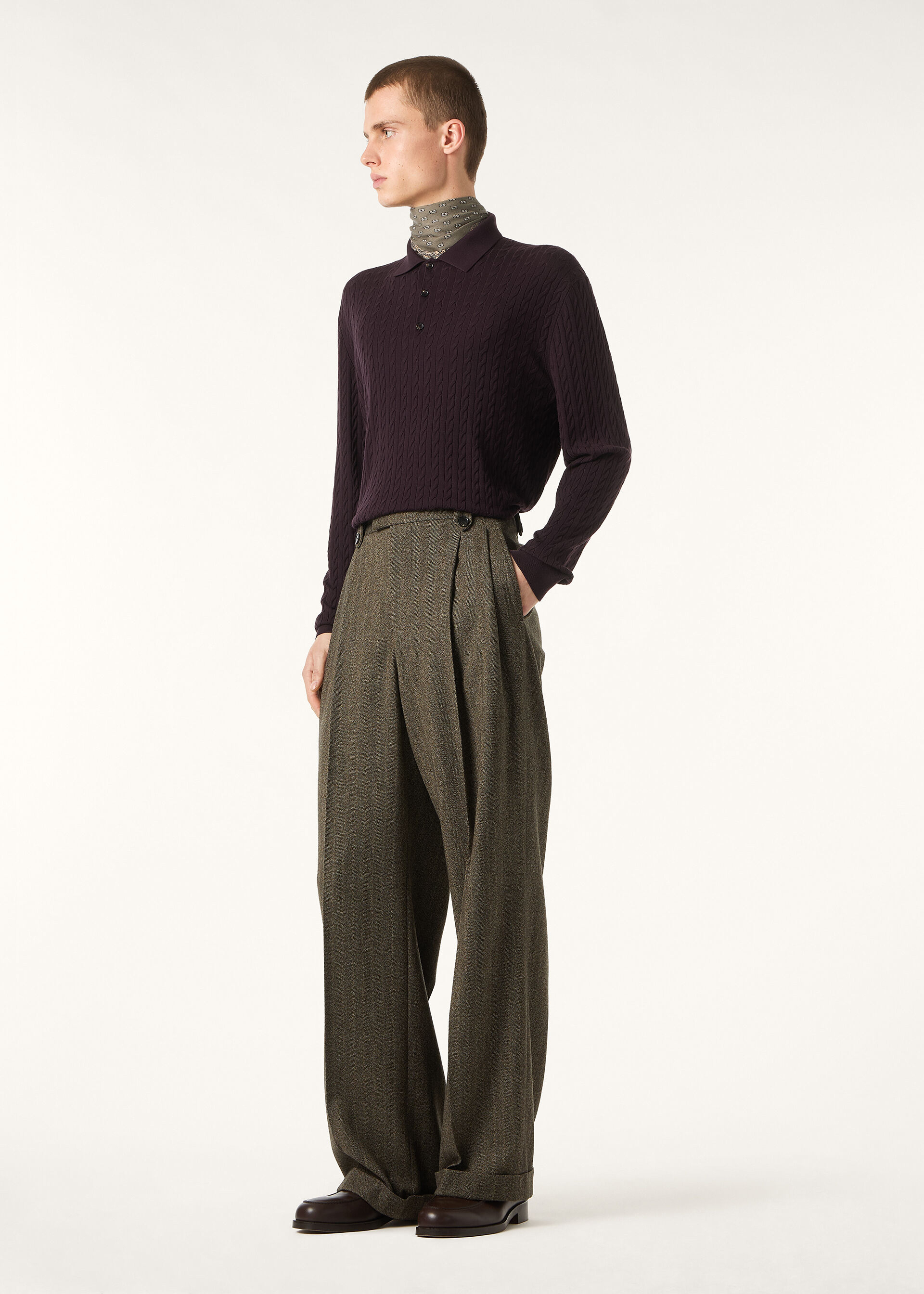 Loro Piana Purple Long-Sleeve Knitted Polo Sweater