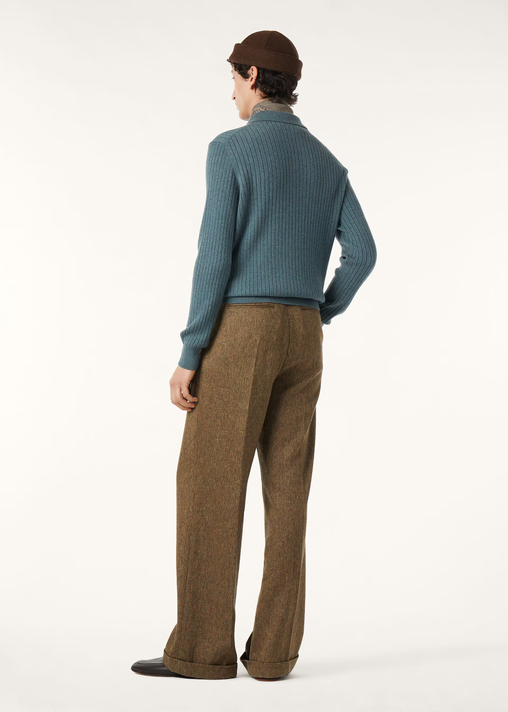 Loro Piana Blue Long-Sleeve Knitted Polo — alternate view