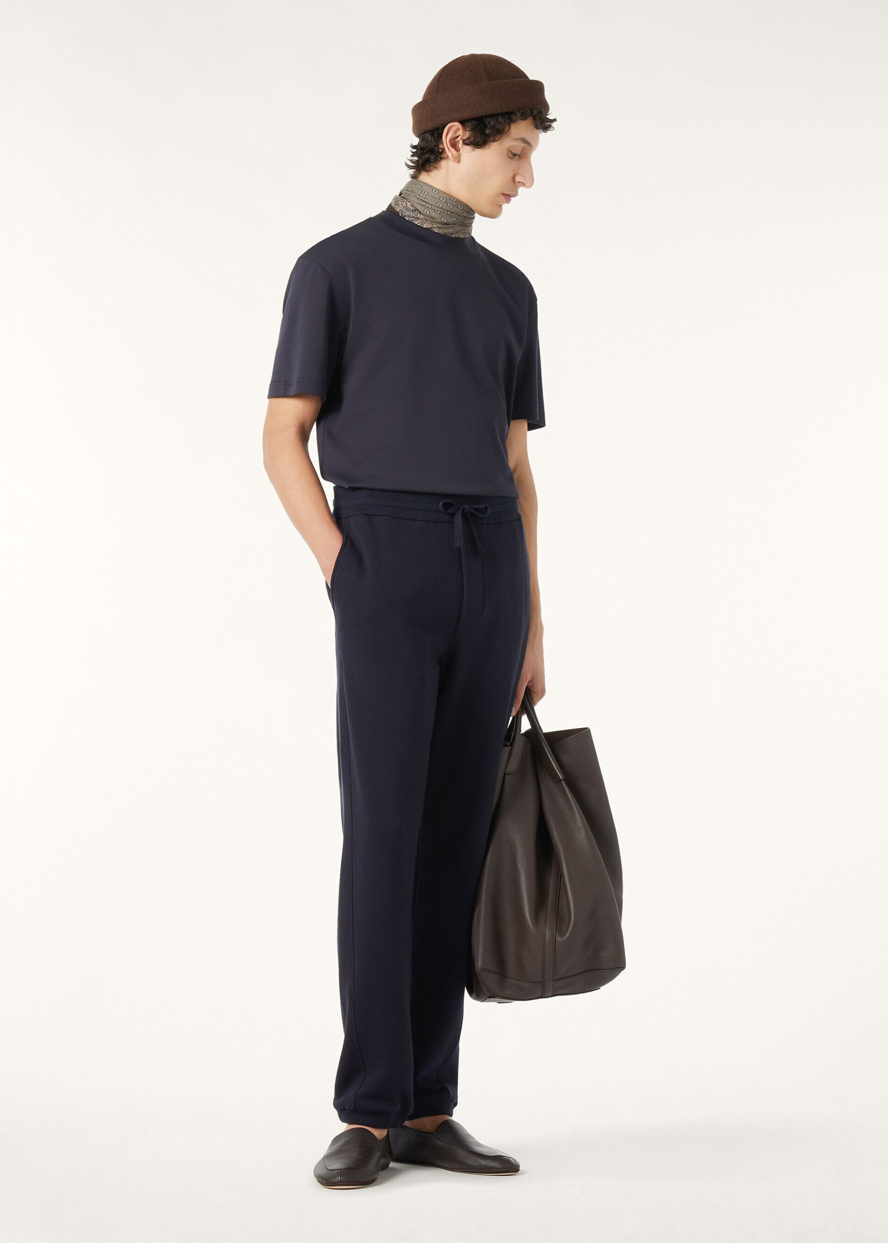 Loro Piana Blue Long-Sleeve Knitted Polo