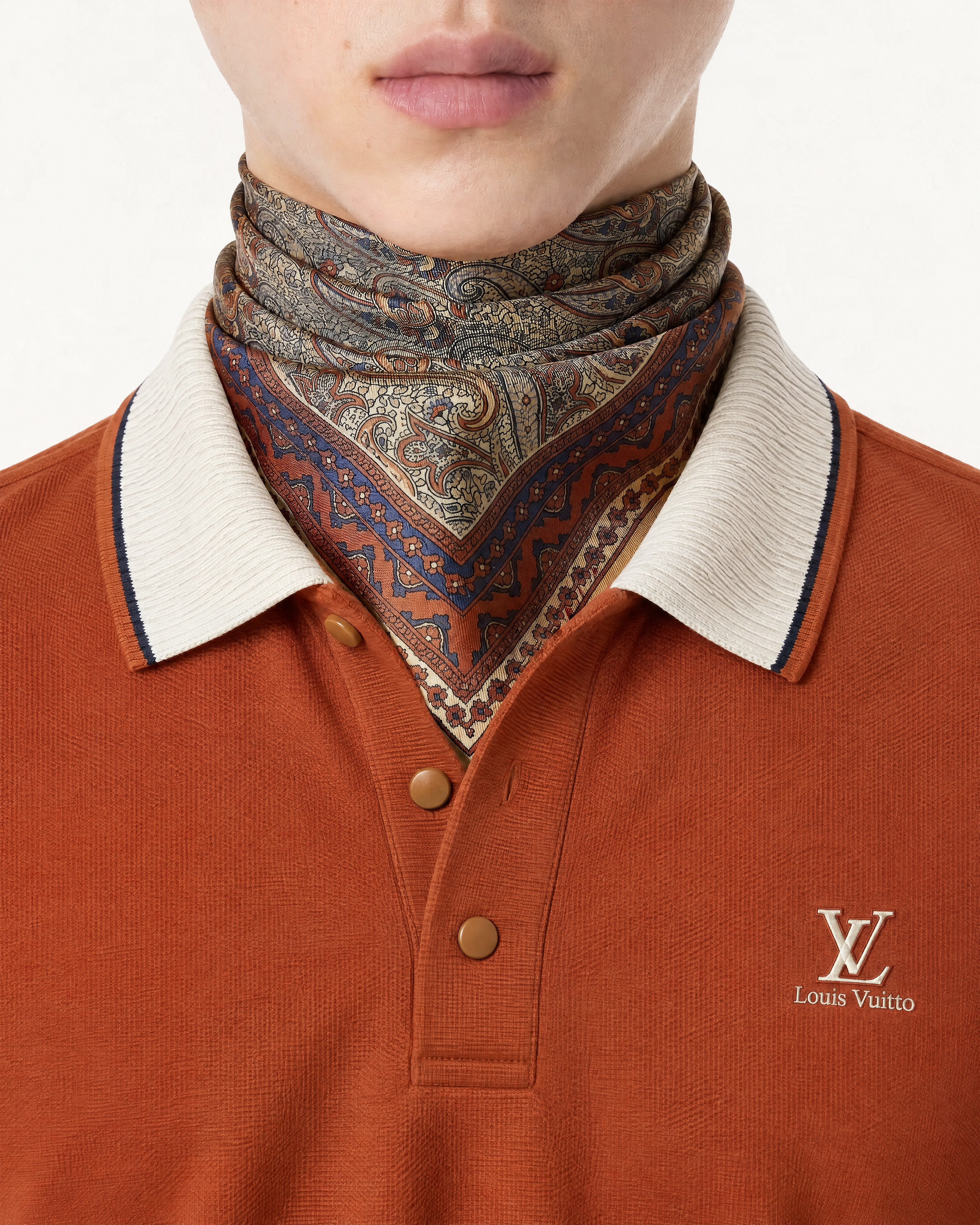 LV Orange Polo with Contrast Collar — alternate view