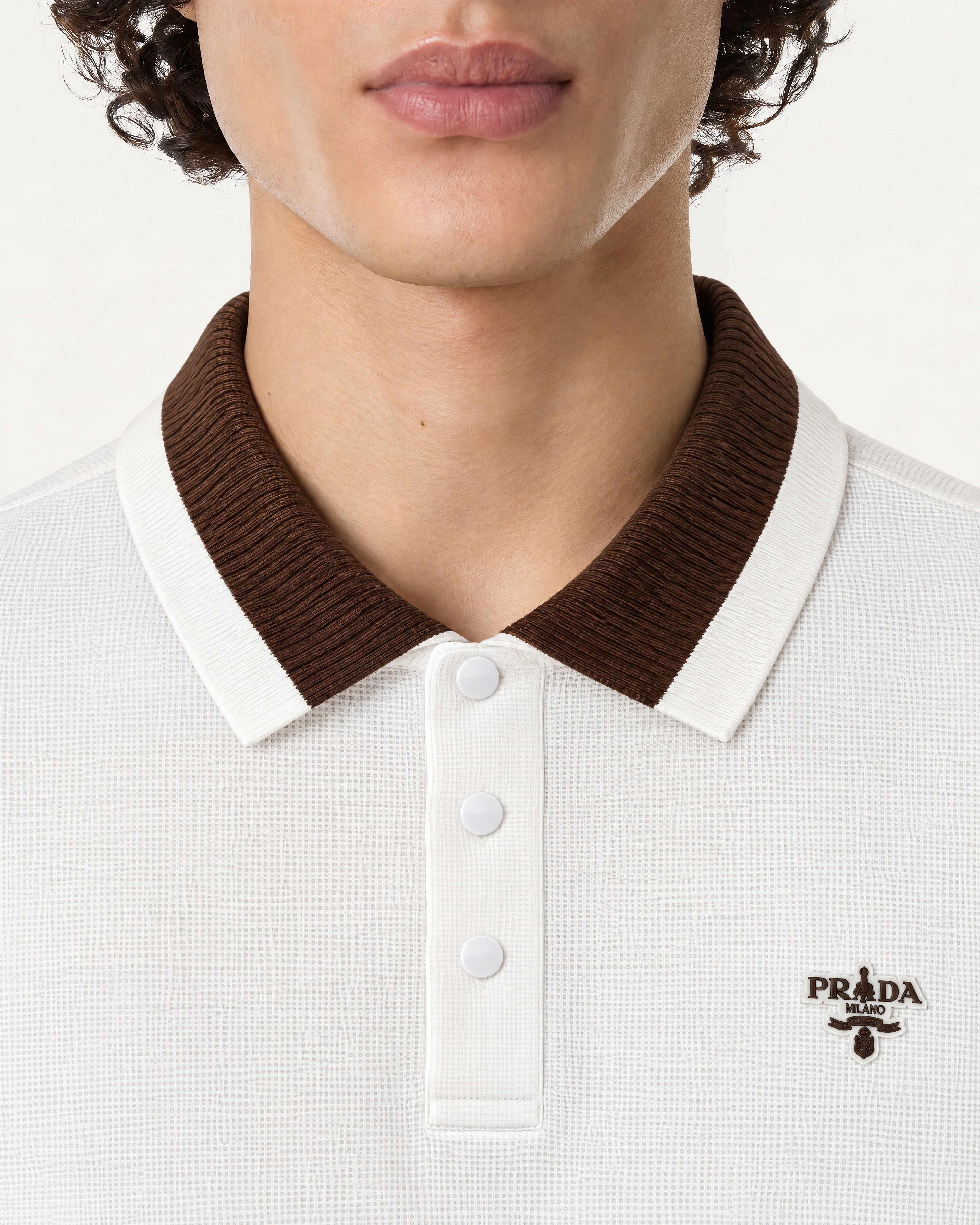 Prada White Polo with Contrast Collar — alternate view