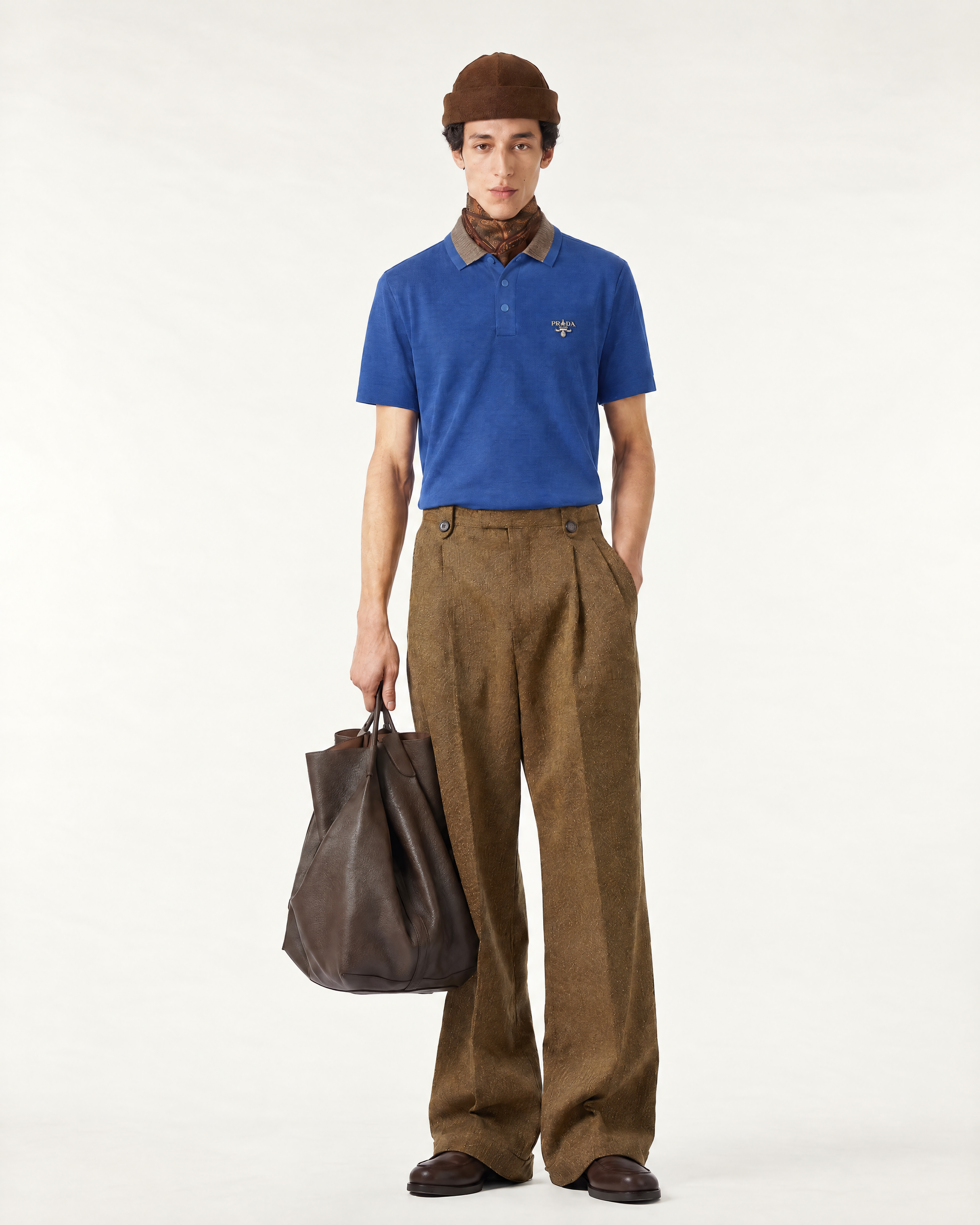 Prada Navy Polo with Contrast Collar