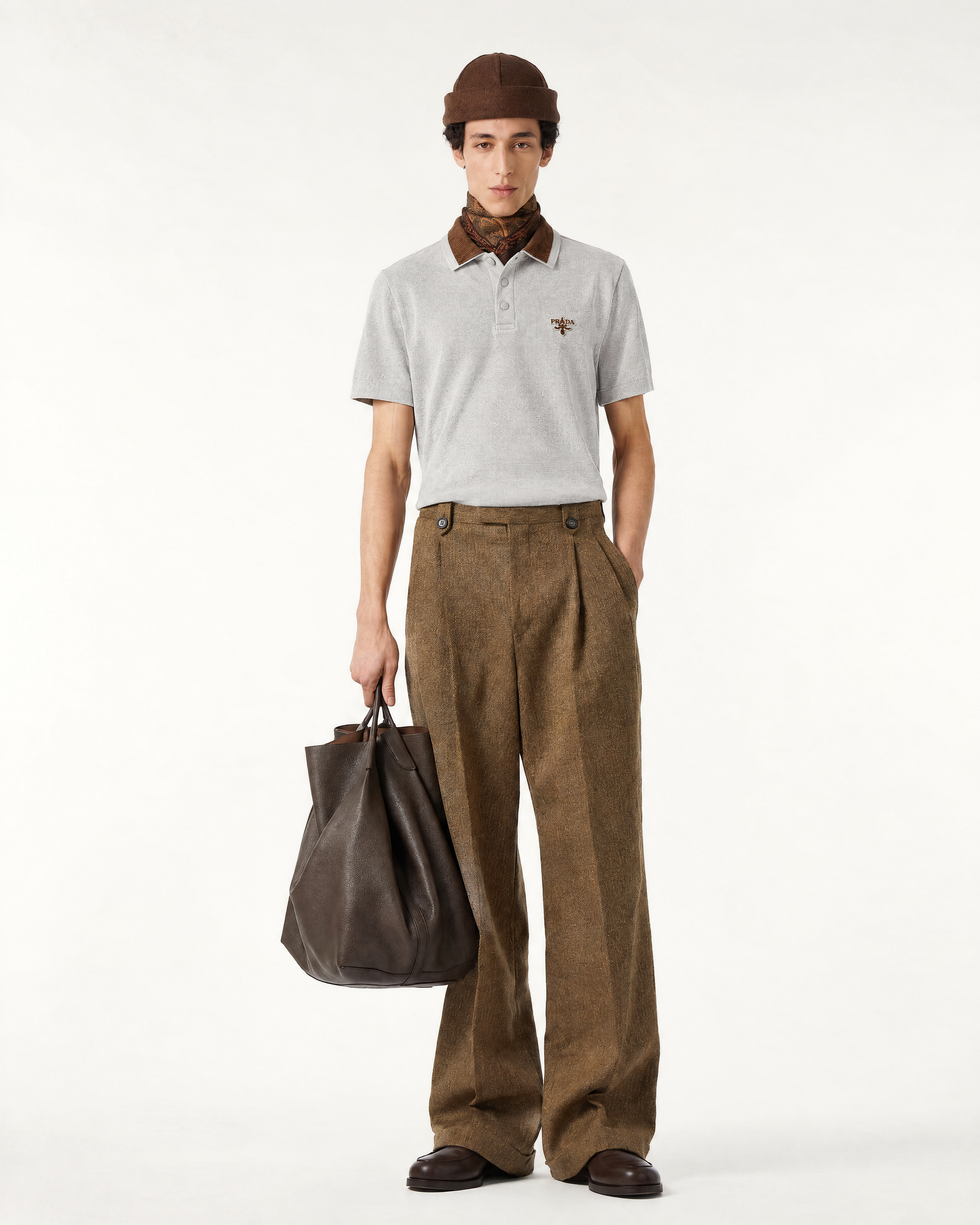 Prada Gray Polo with Contrast Collar