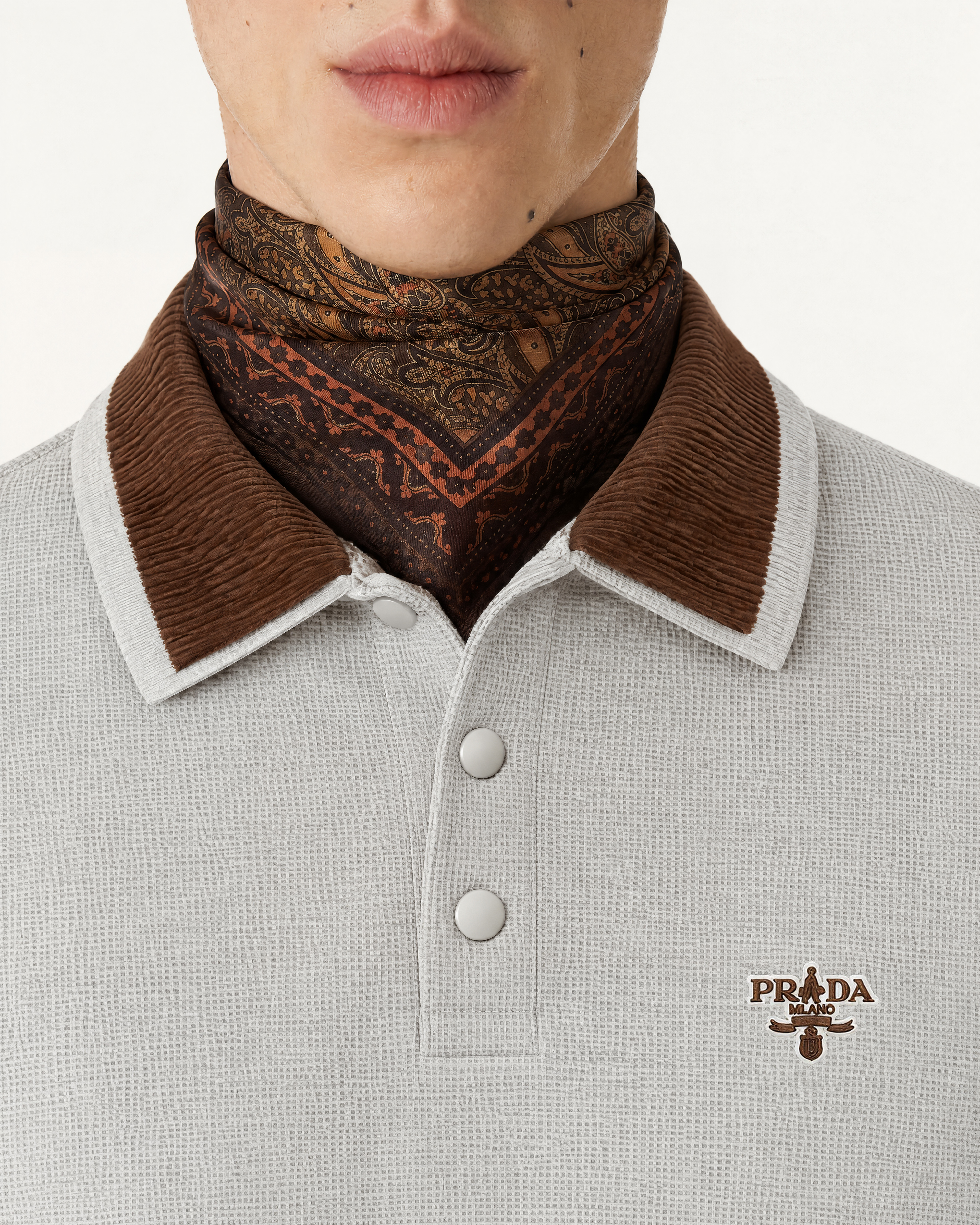 Prada Gray Polo with Contrast Collar — alternate view
