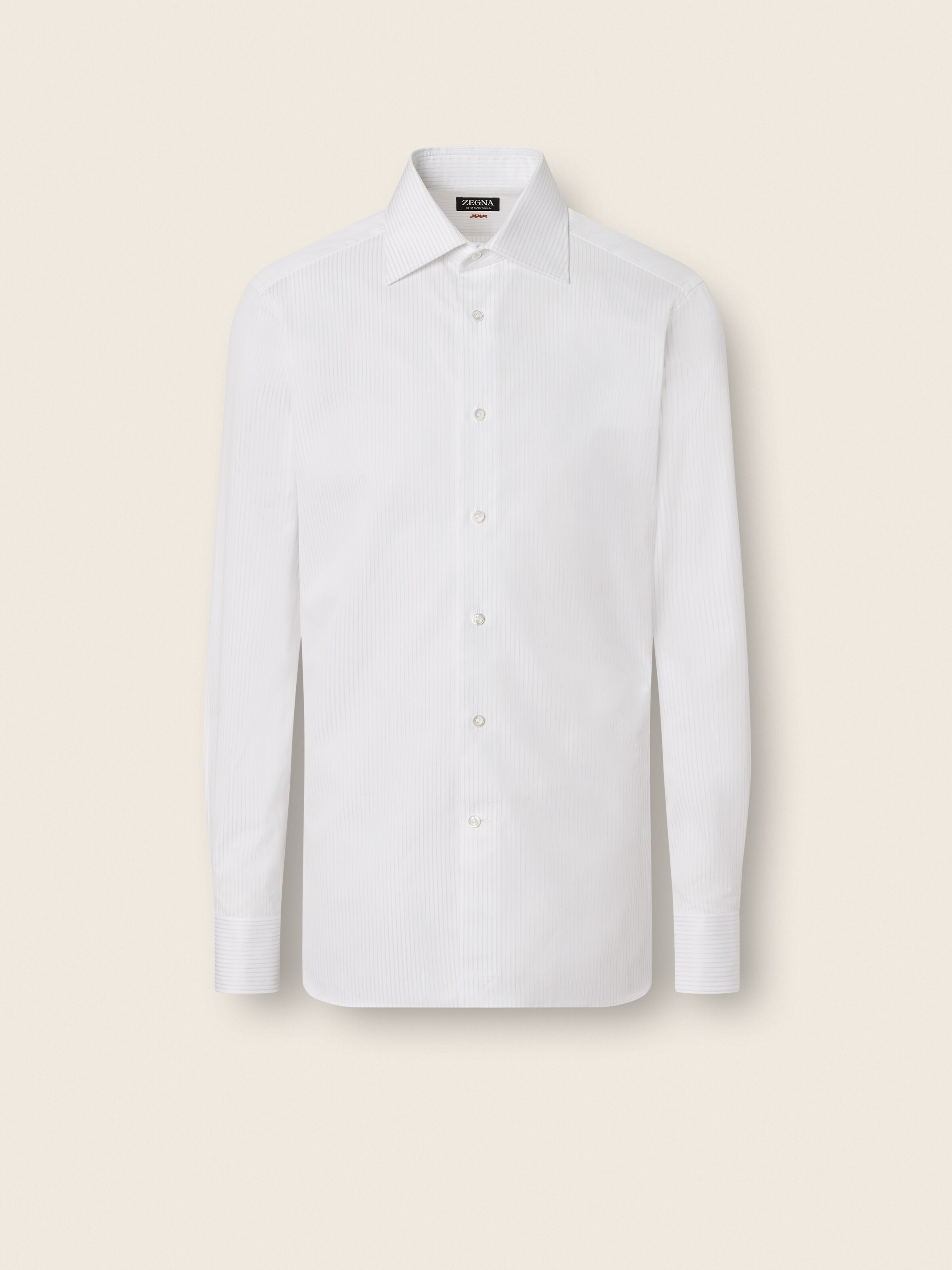 Light Blue and White Structured Striped Centoventimila Cotton Shirt