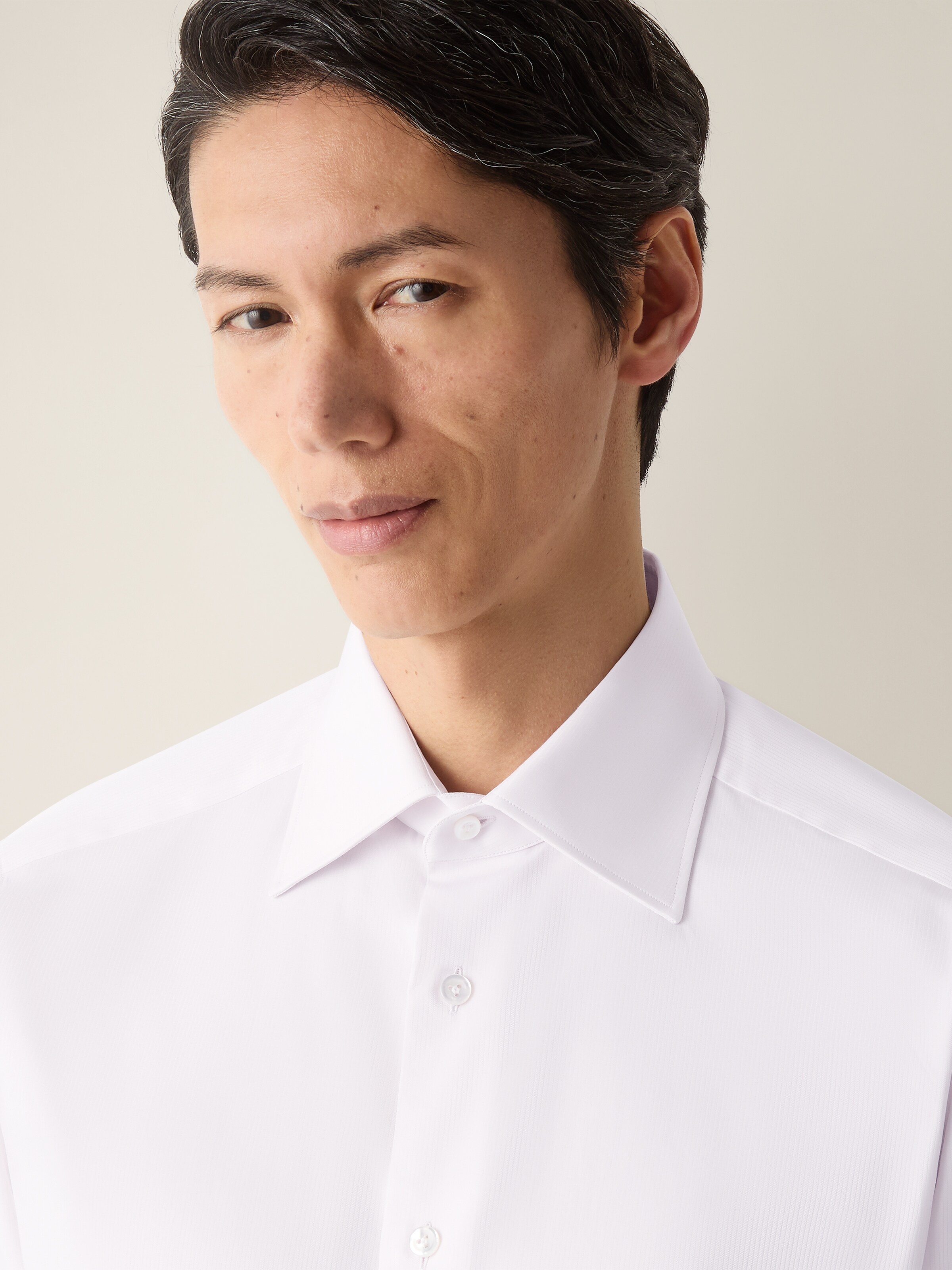 White and Light Pink Micro-striped Cotton Shirt — alternate view