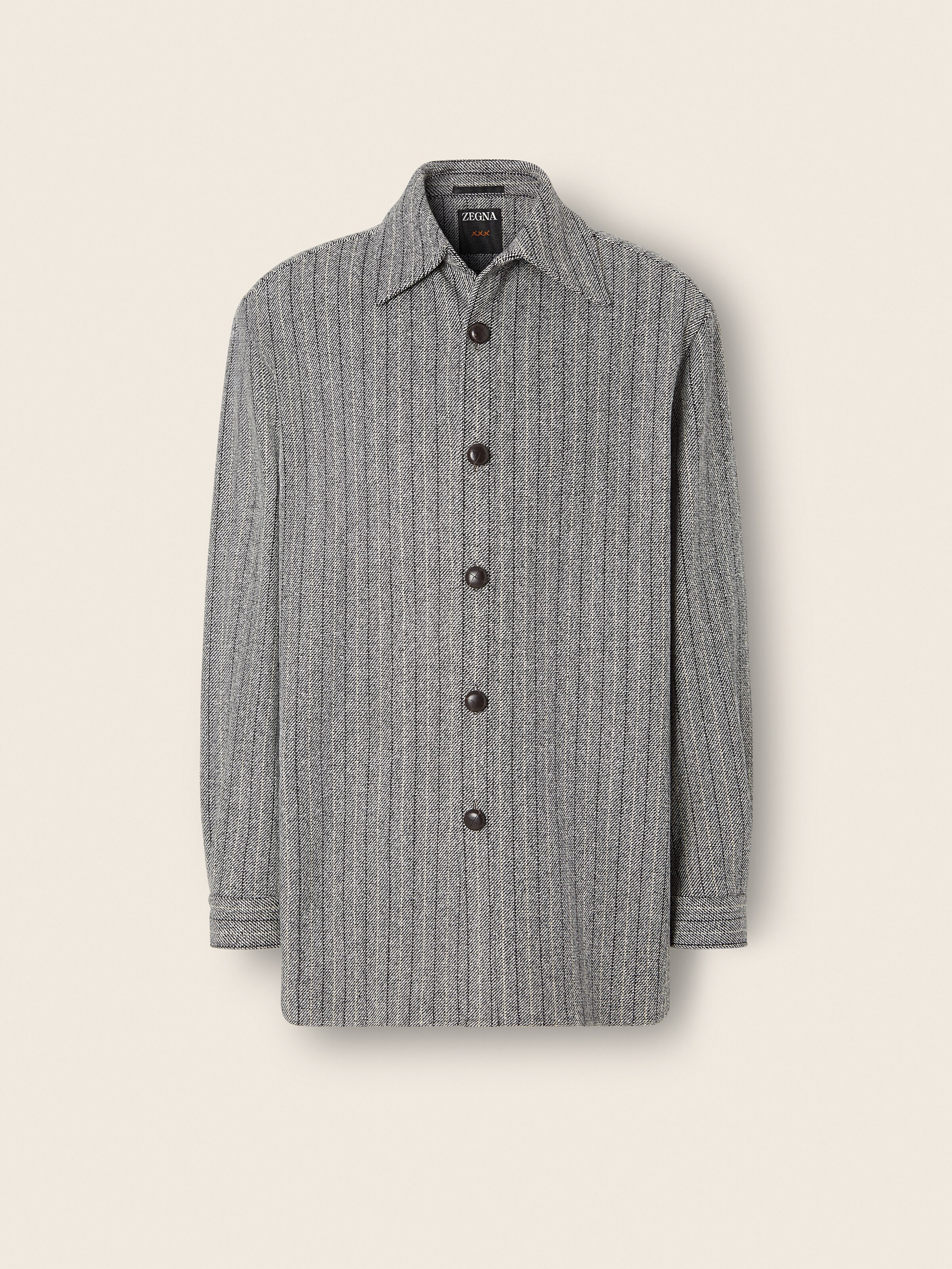 Grey Pinstriped Trofeo Selection Wool Shirt