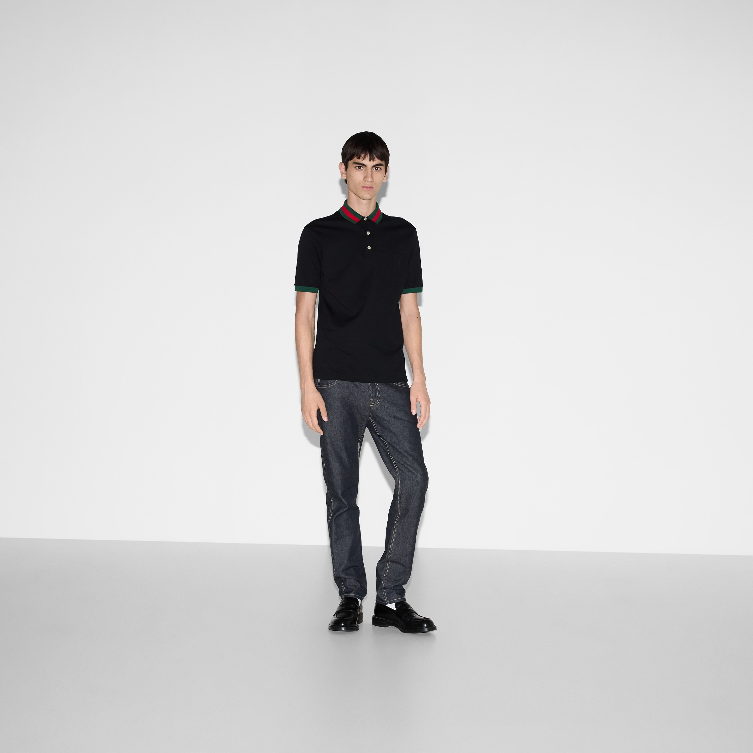 Cotton piquet polo with Web collar — alternate view