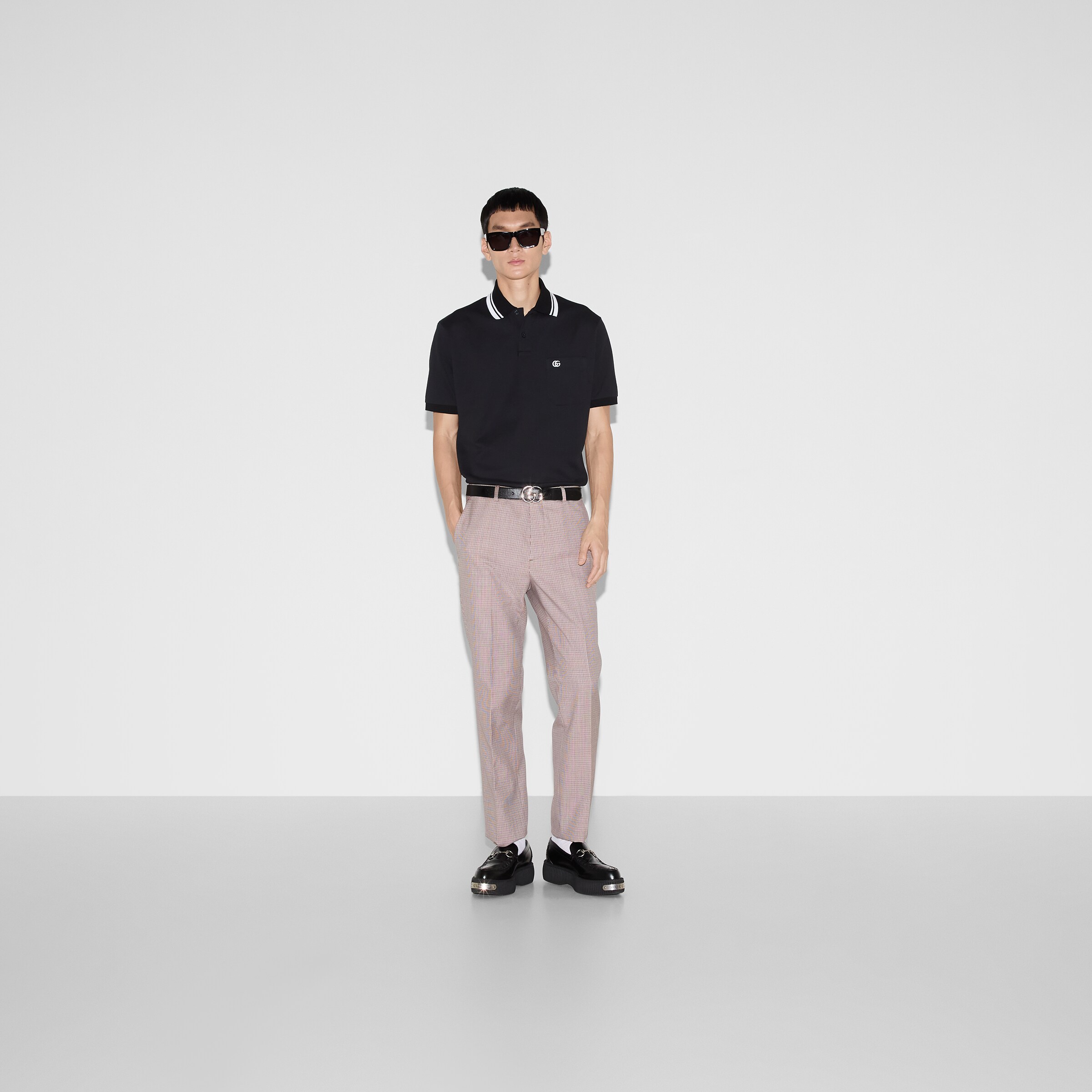 Cotton polo shirt with embroidery — alternate view