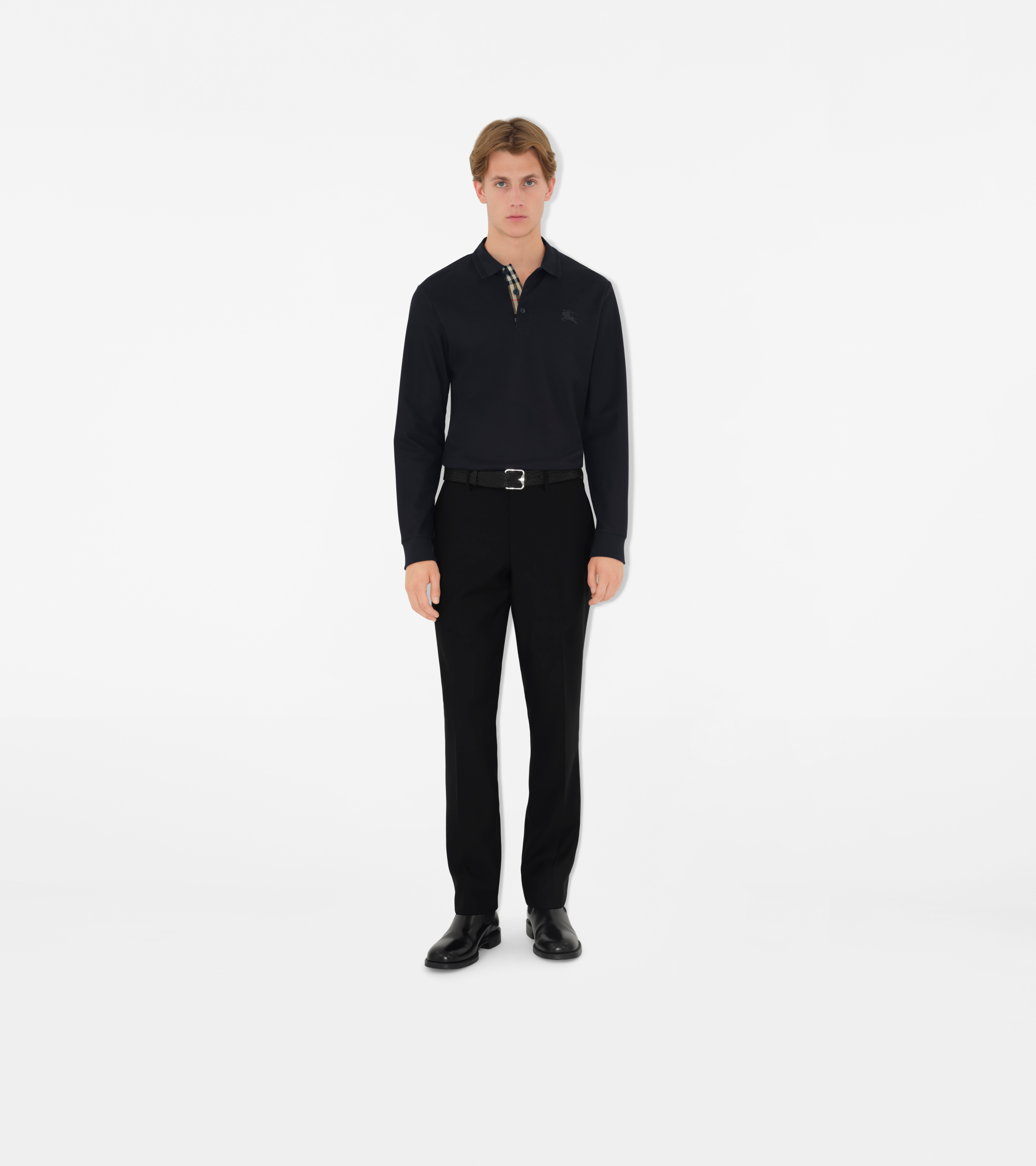 Long-sleeve Cotton Polo Shirt — alternate view