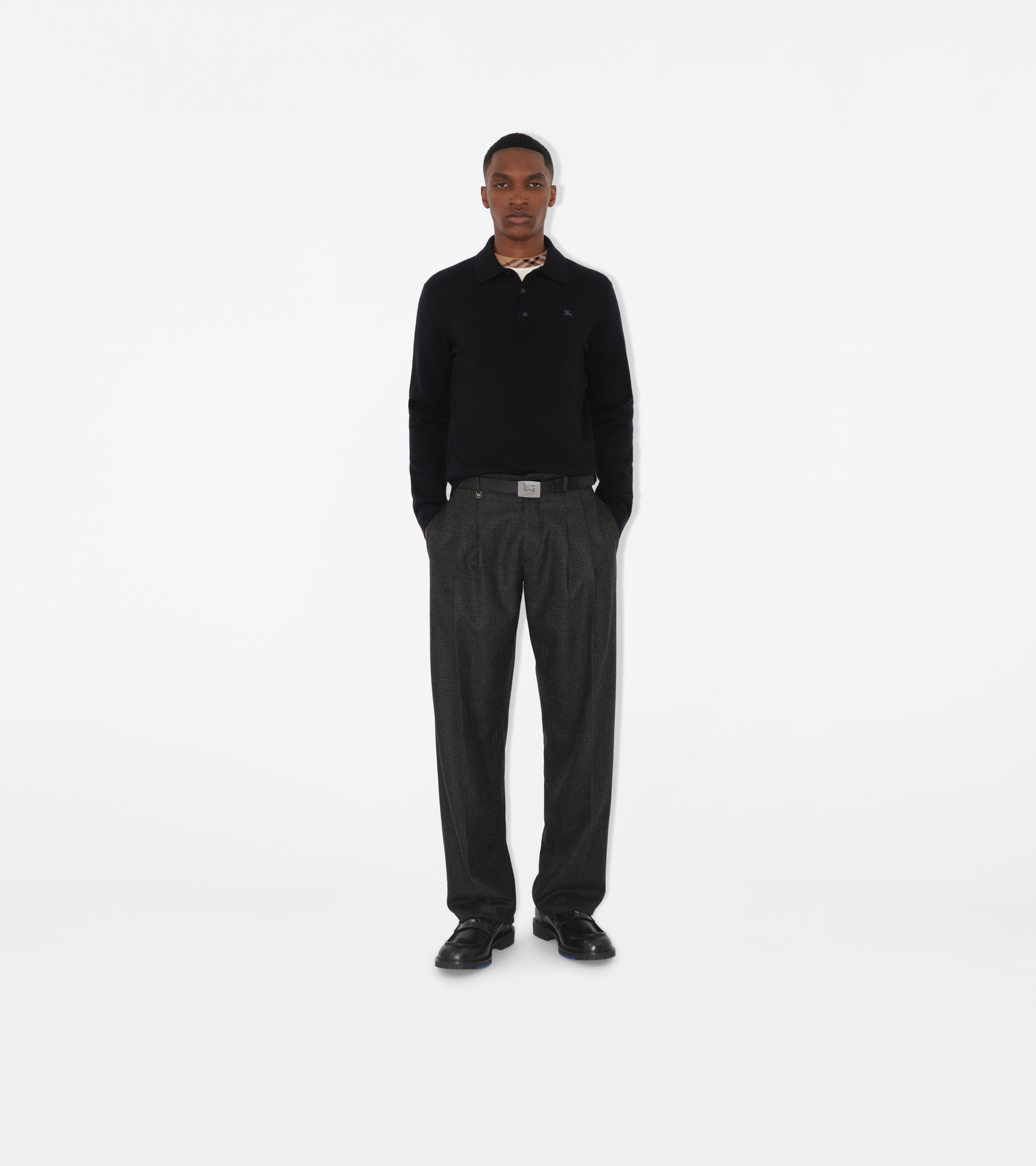 Long-sleeve Cashmere Blend Polo Shirt — alternate view