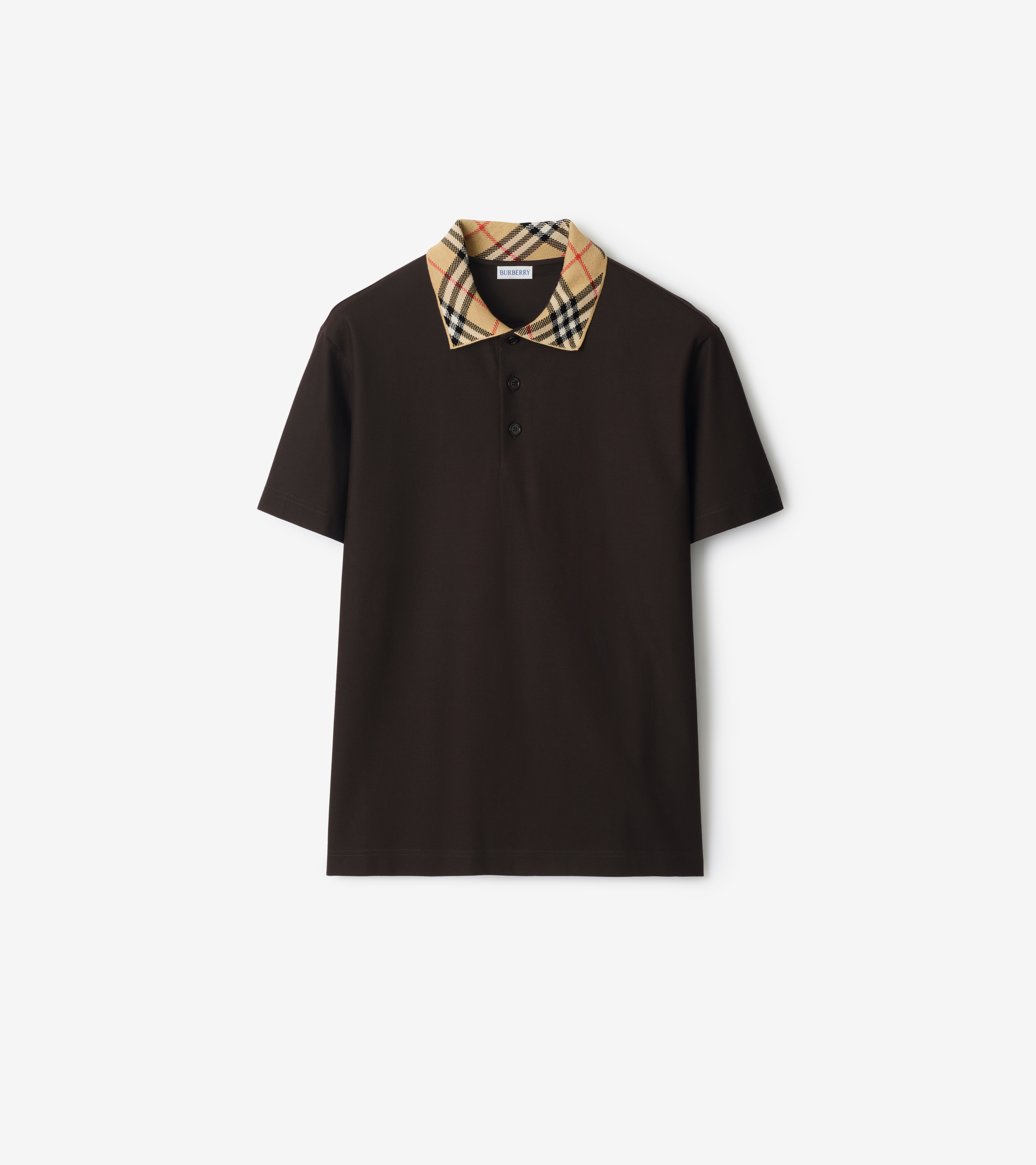 Check Collar Cotton Polo Shirt