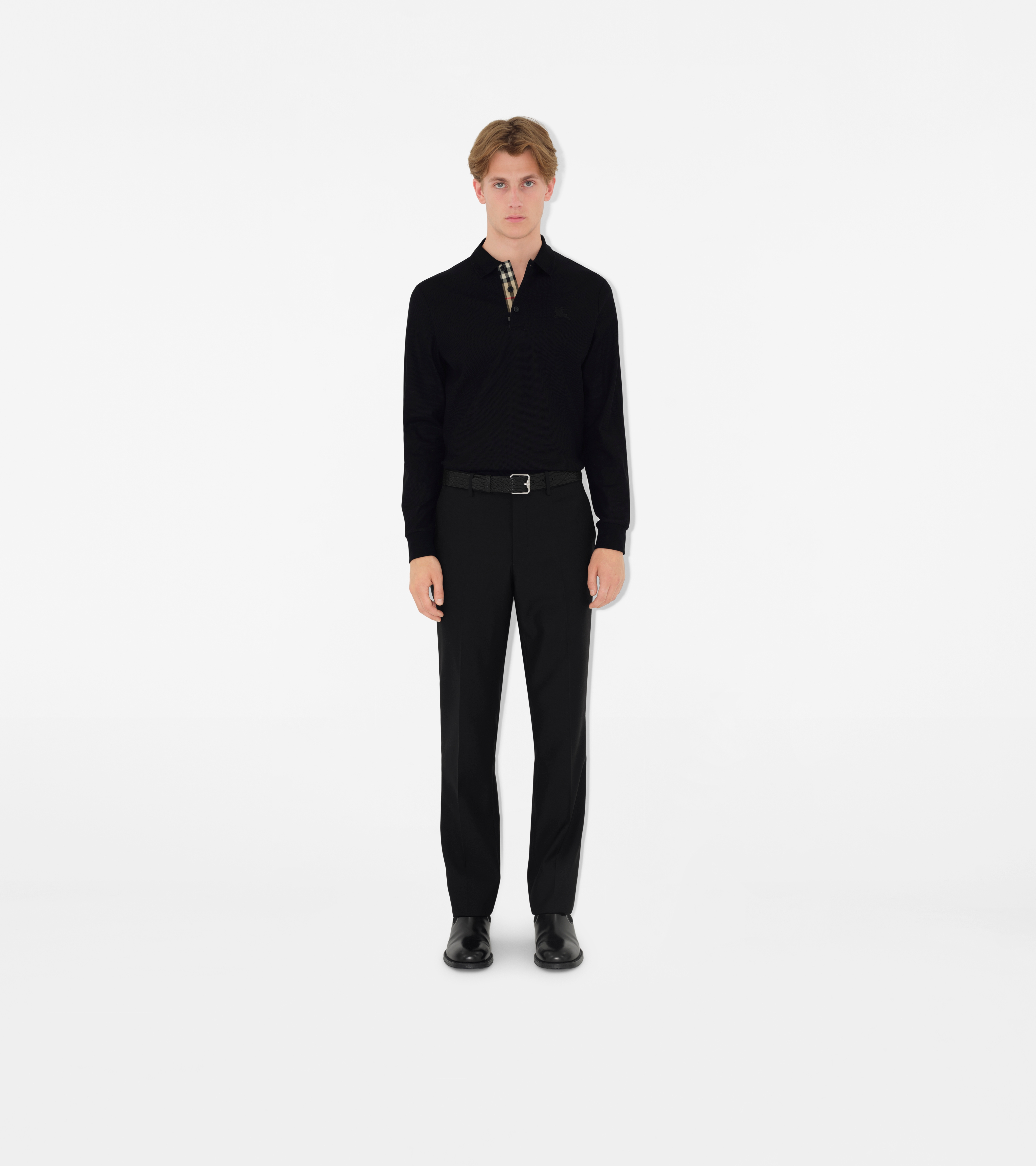 Long-sleeve Cotton Polo Shirt — alternate view
