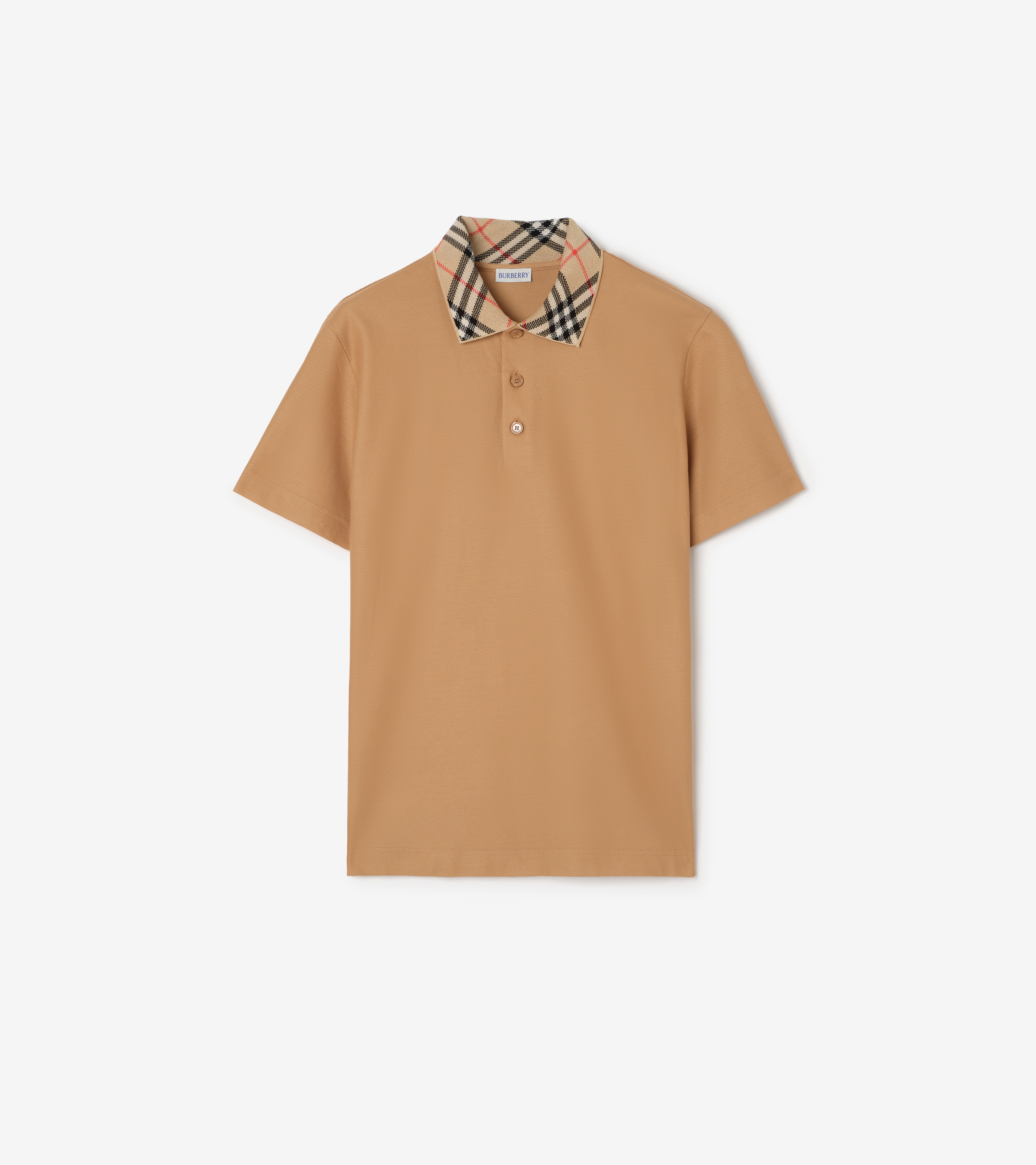 Check Collar Cotton Polo Shirt