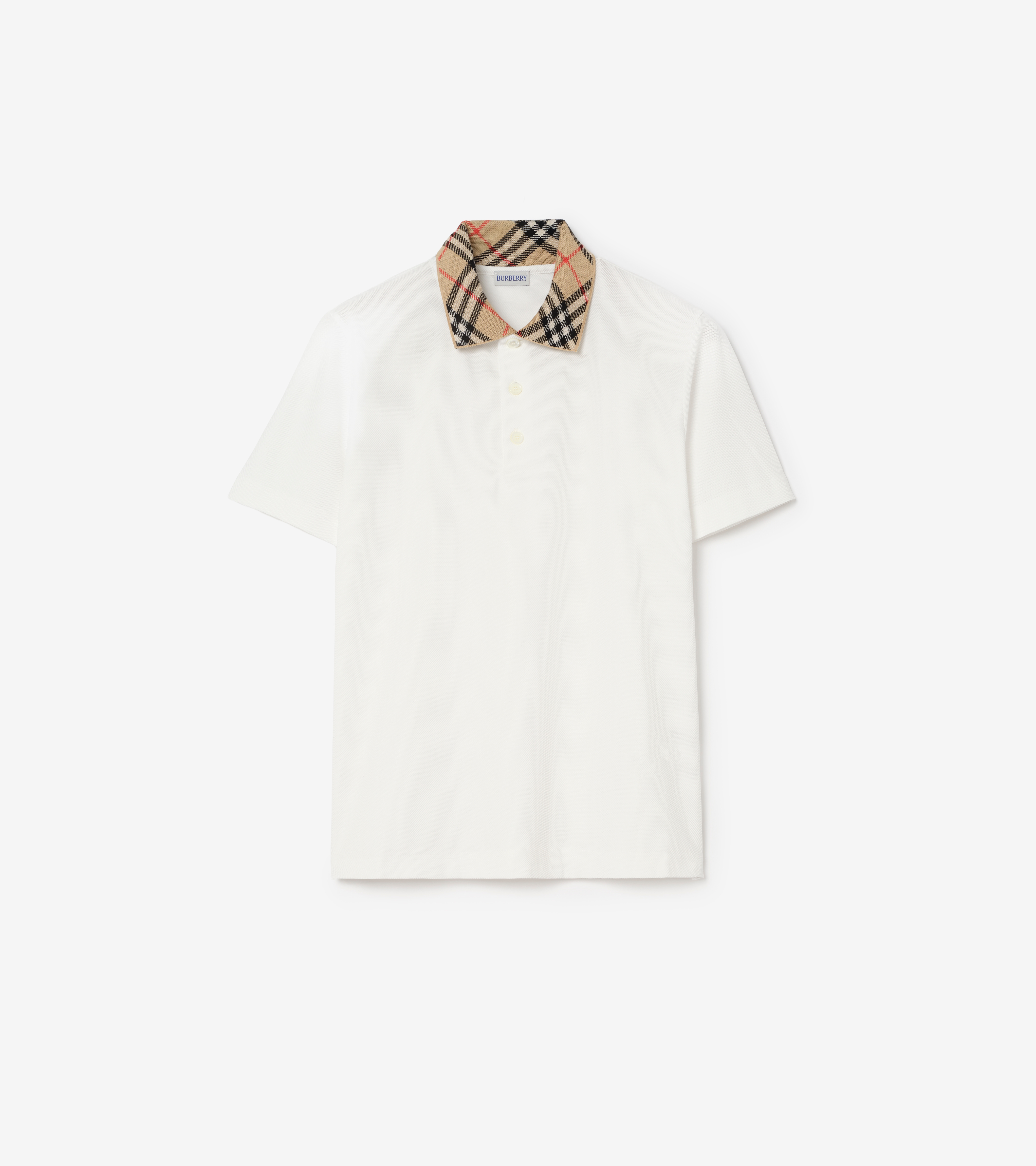 Check Collar Cotton Polo Shirt