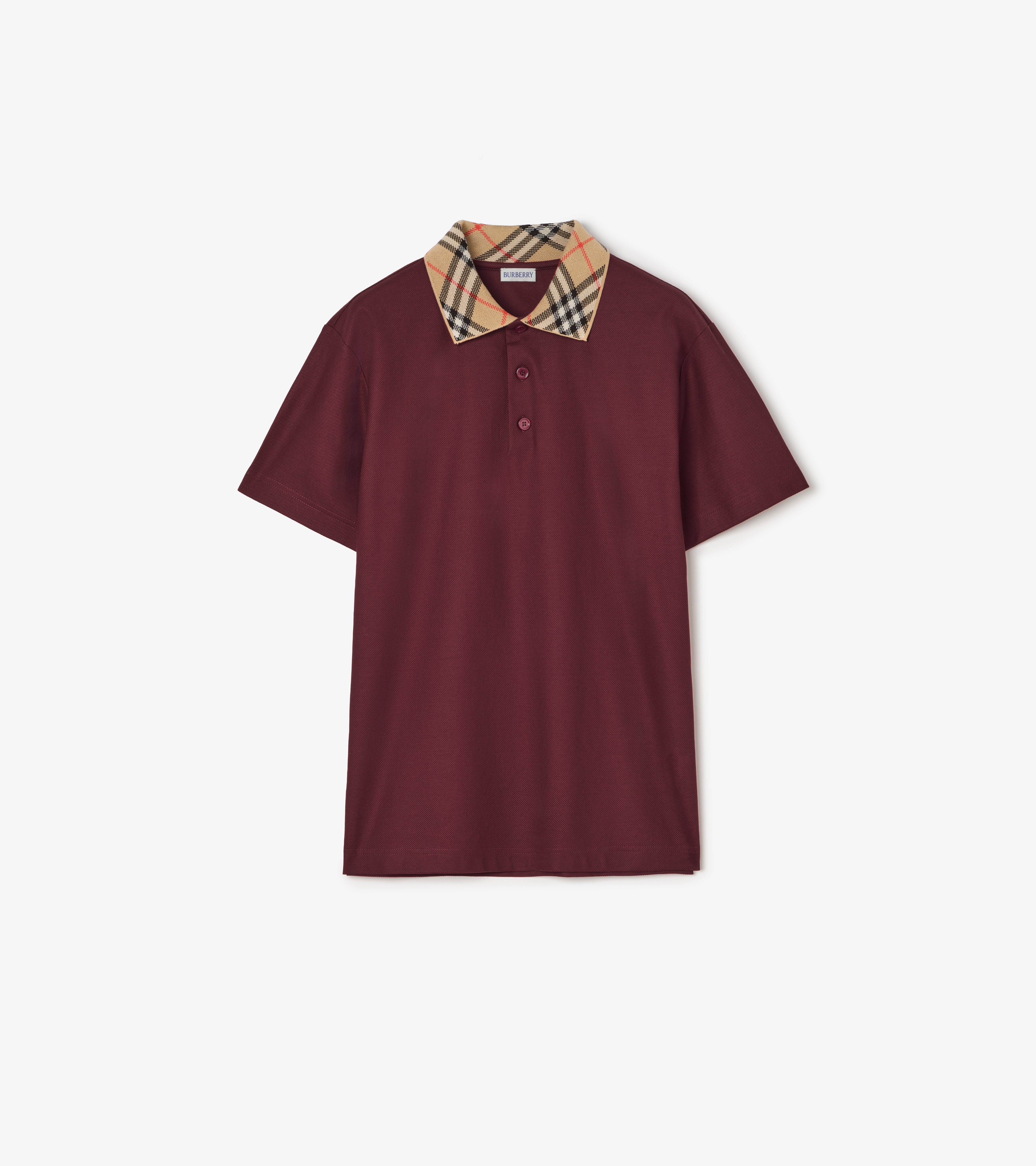 Check Collar Cotton Polo Shirt