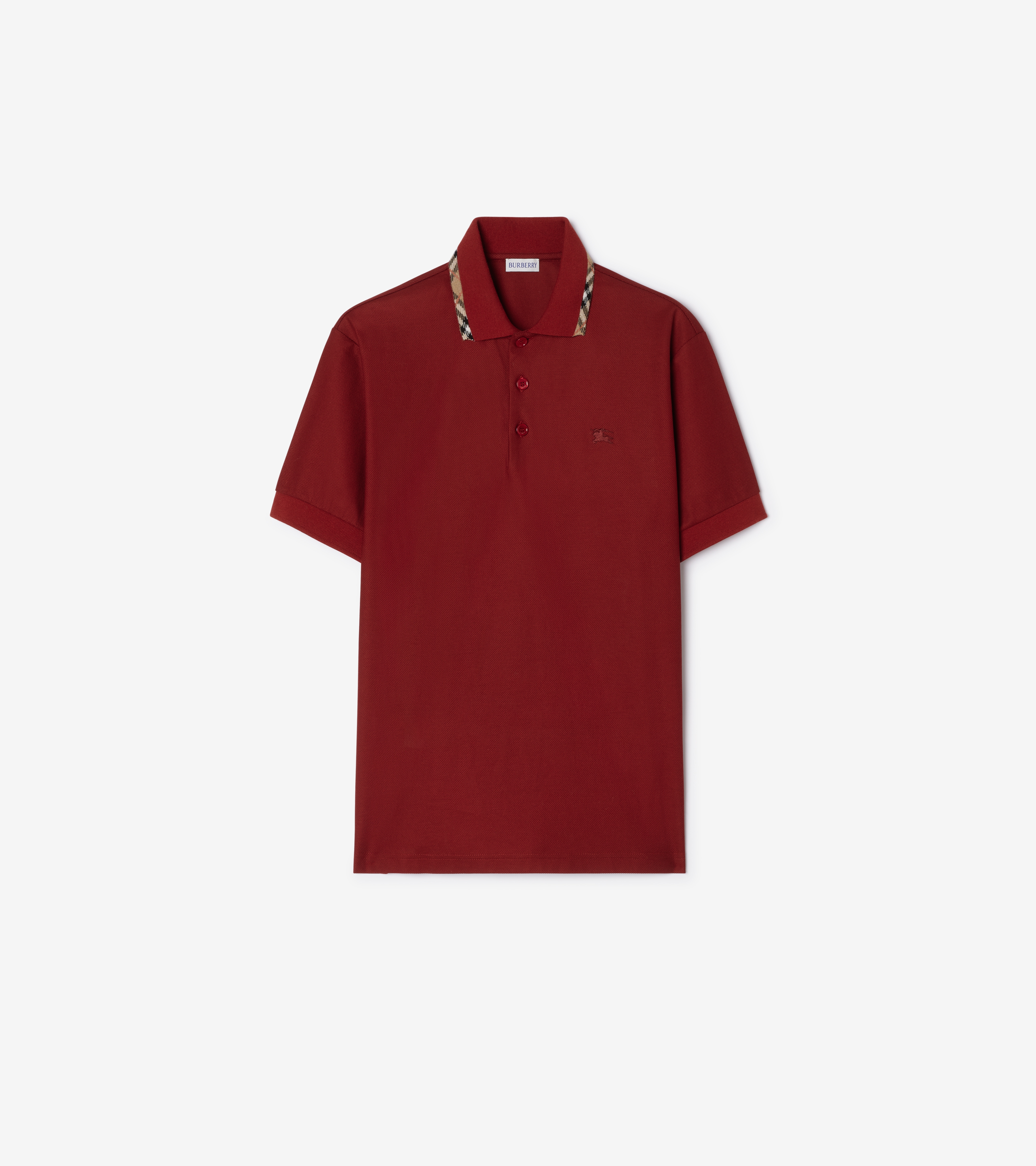 Check Trim Cotton Polo Shirt