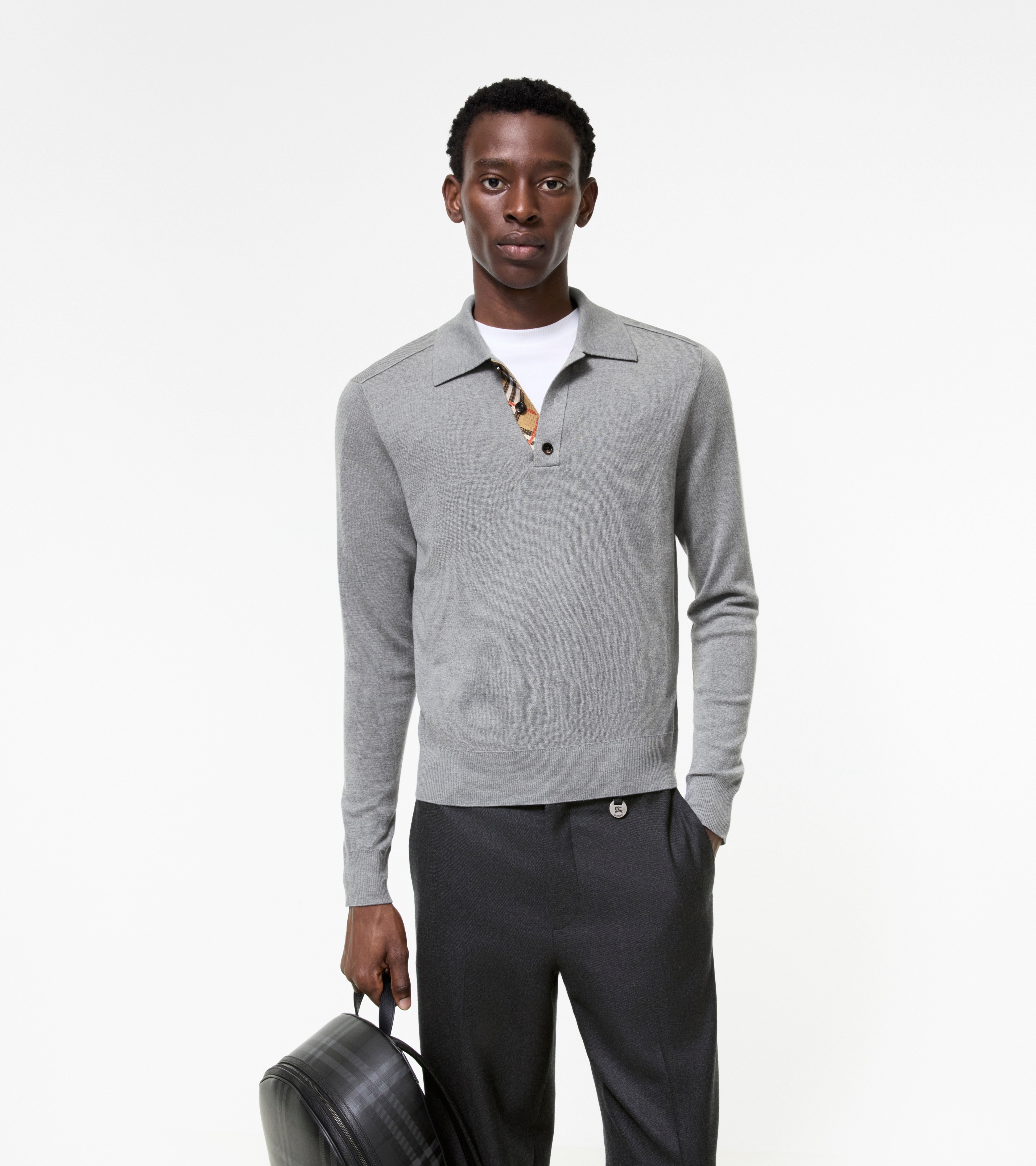Long-sleeve Wool Polo Shirt — alternate view