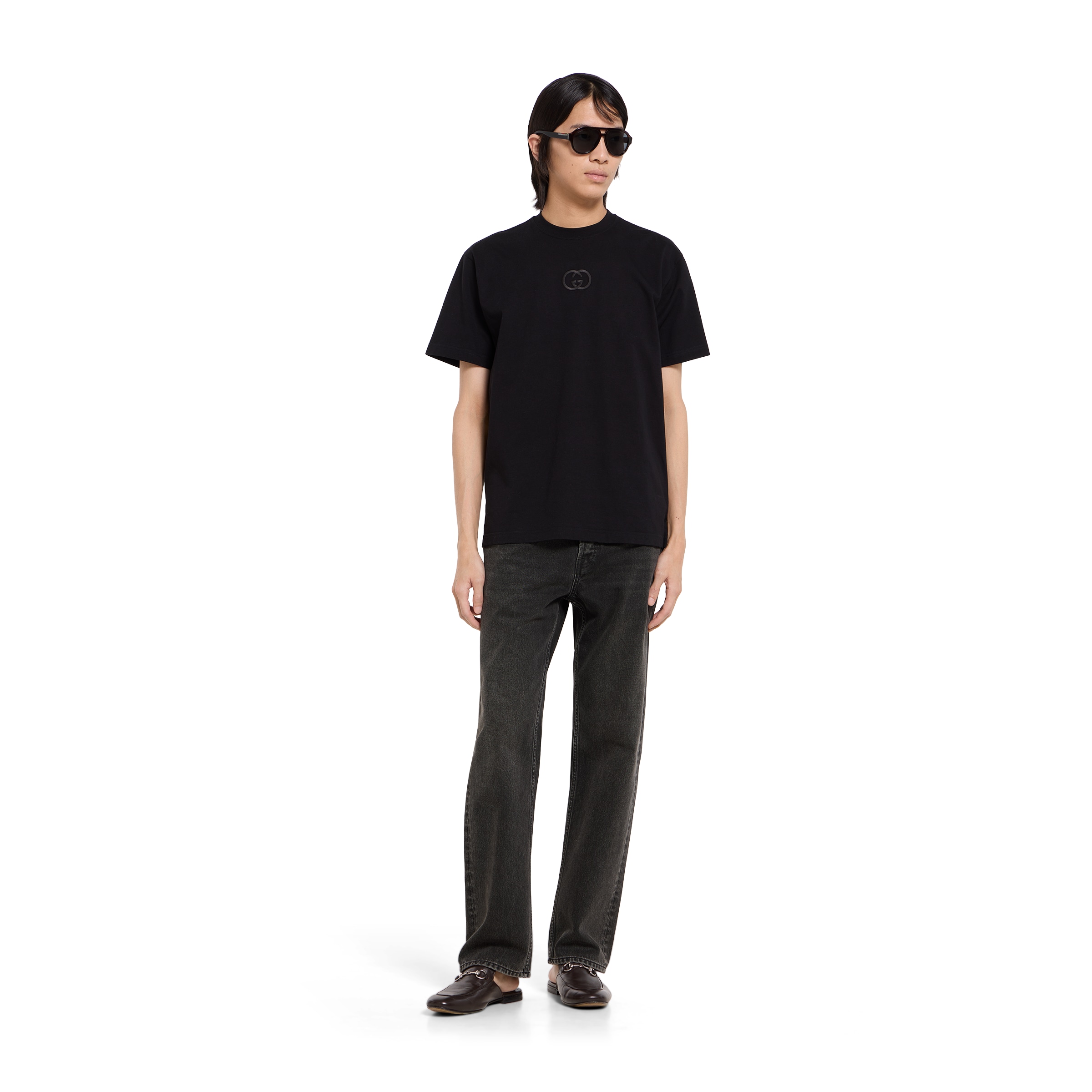 Cotton jersey T-shirt with embroidery — alternate view