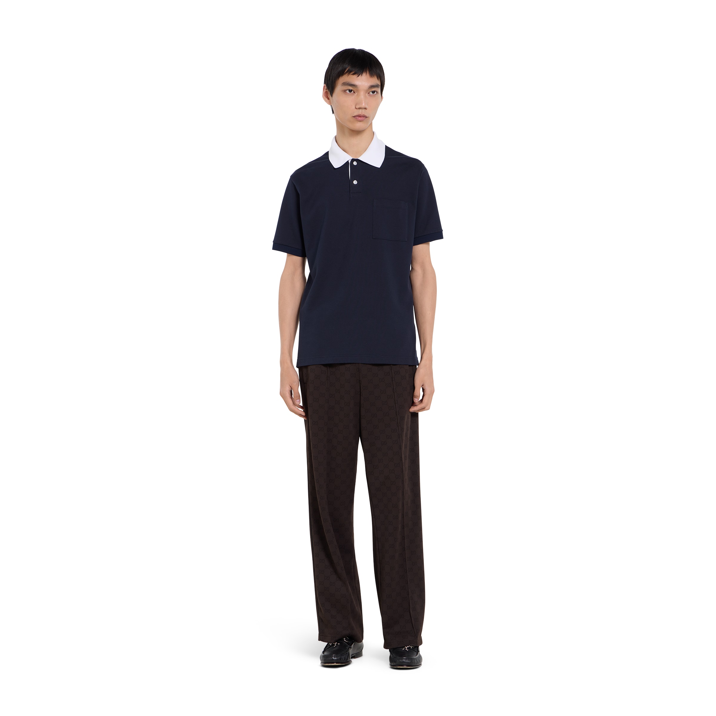 Stretch cotton piquet polo shirt — alternate view