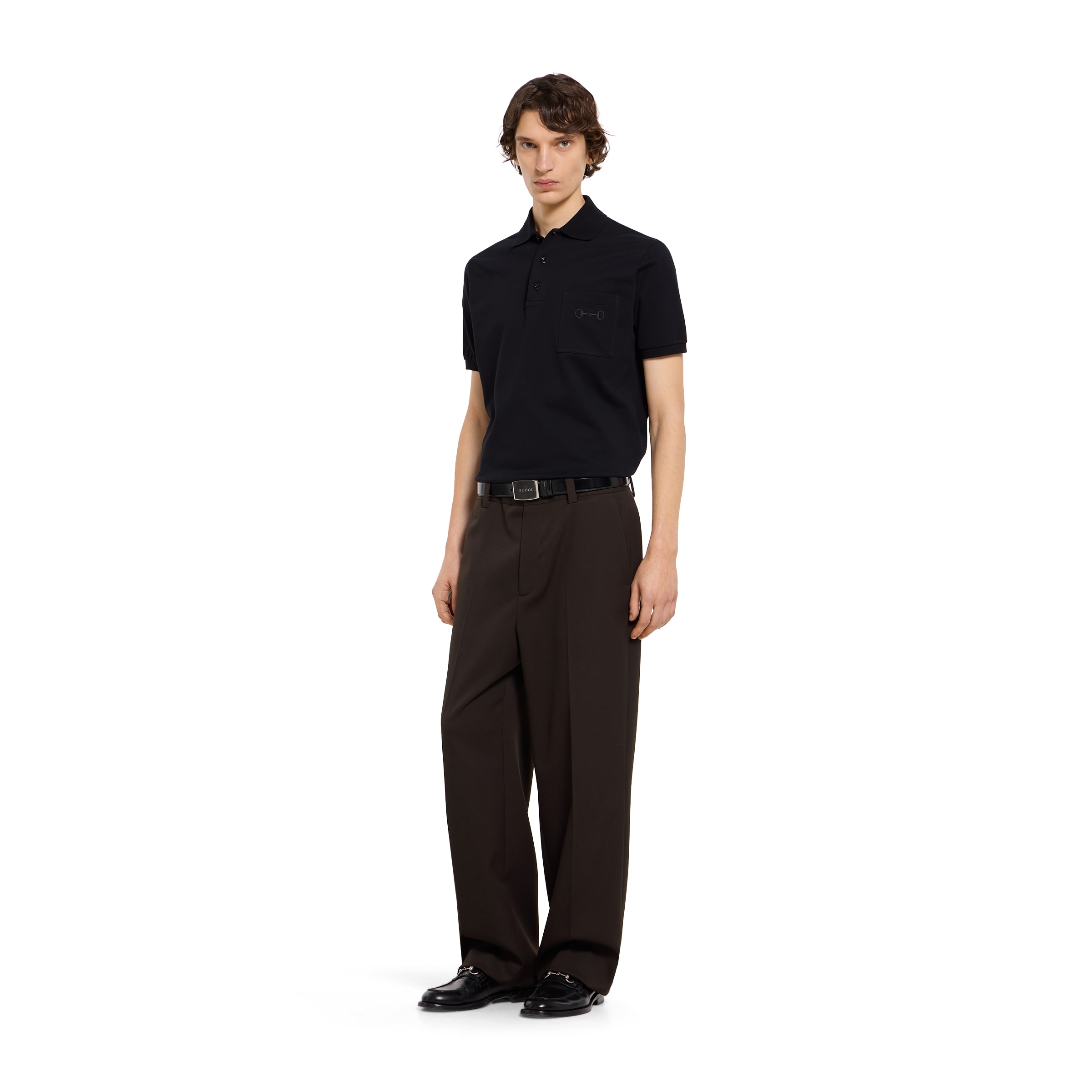 Cotton piquet polo shirt with embroidery — alternate view