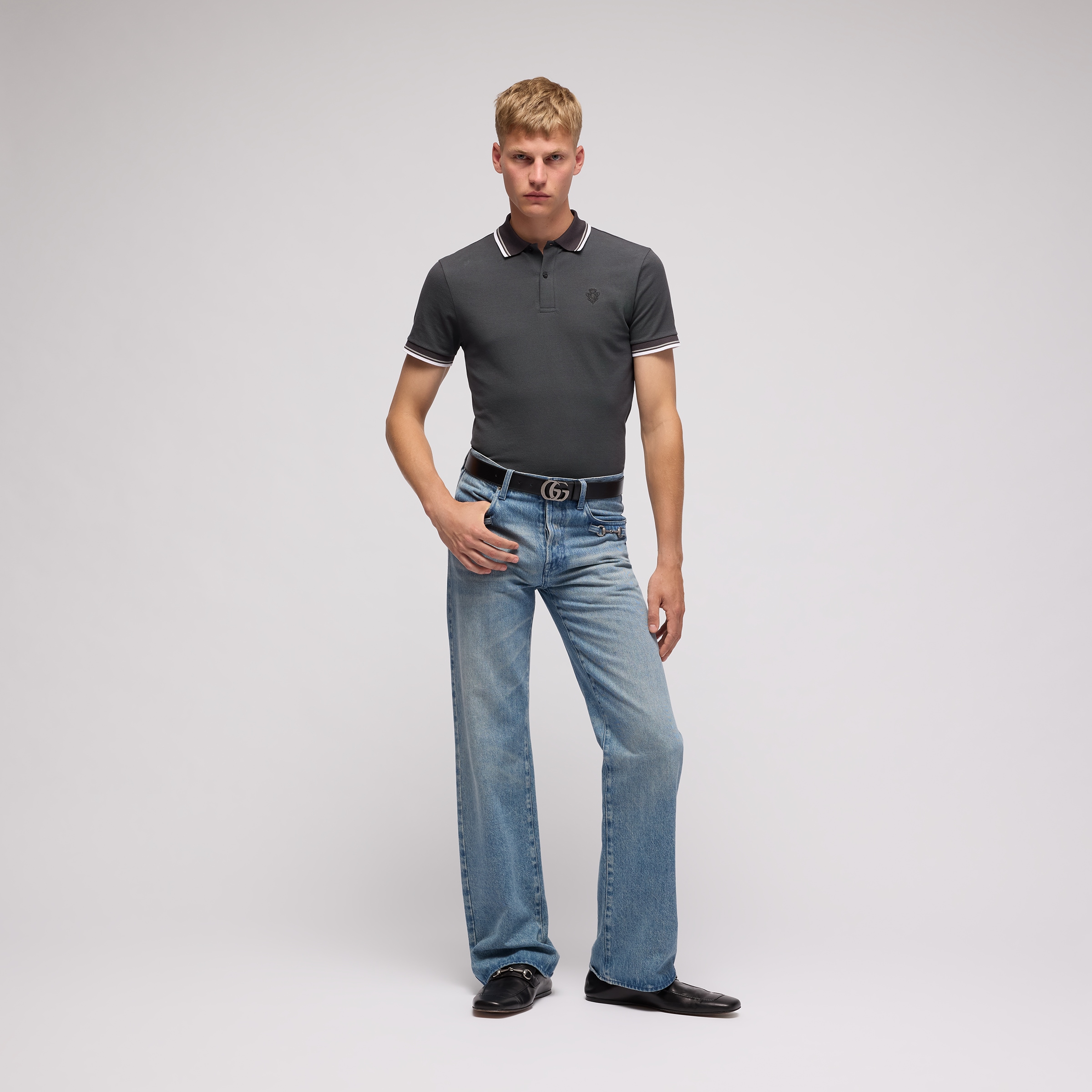 Cotton piquet polo shirt with embroidery — alternate view