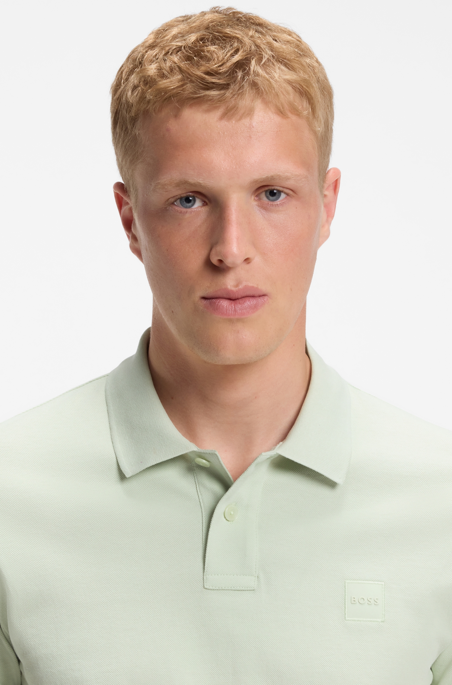 Stretch-cotton slim-fit polo shirt with logo patch — alternate view