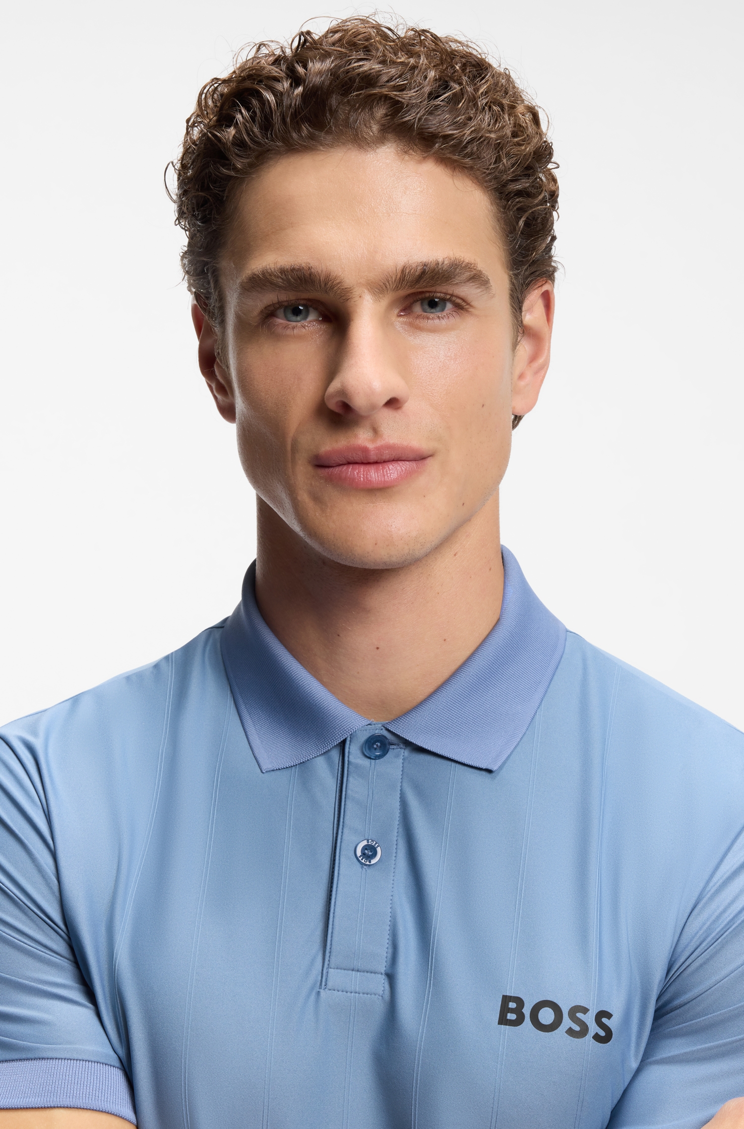 Active Stripe-jersey slim-fit polo shirt with four-way stretch — alternate view