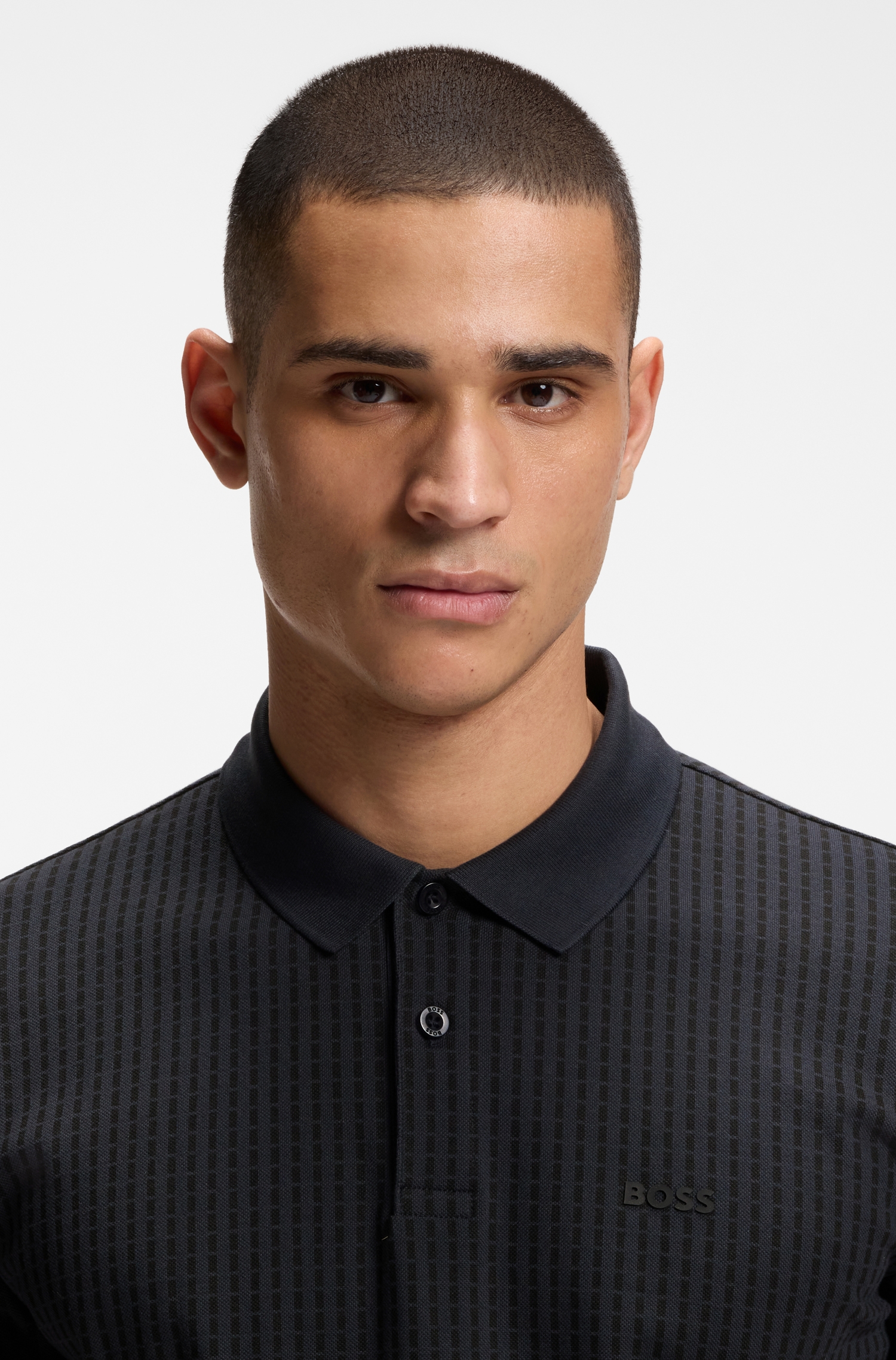 Cotton-piqué polo shirt with all-over print — alternate view