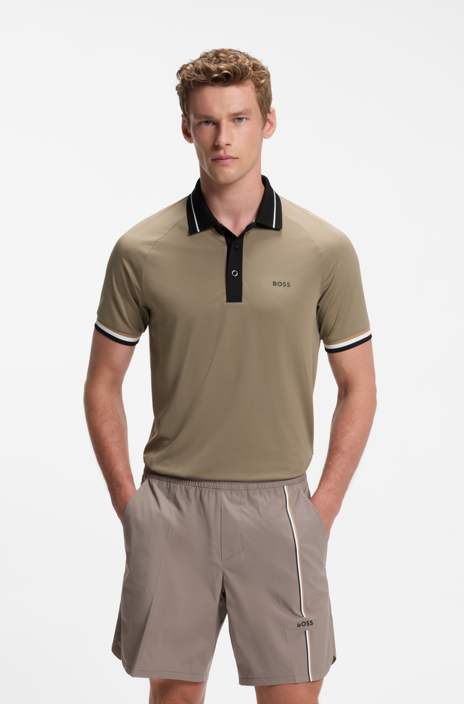 Active slim-fit polo shirt with branded details