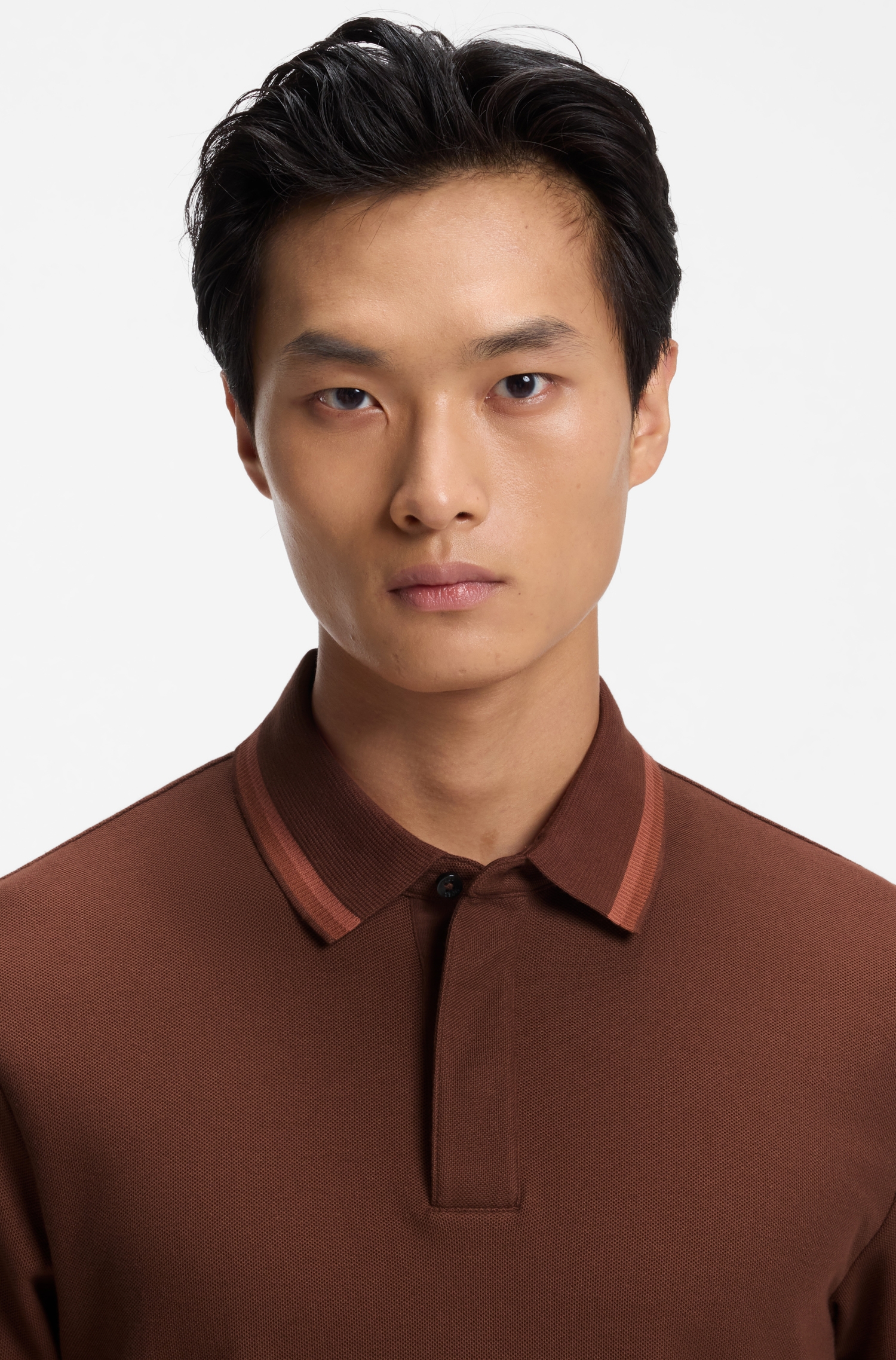 Regular-fit polo shirt in structured cotton piqué — alternate view